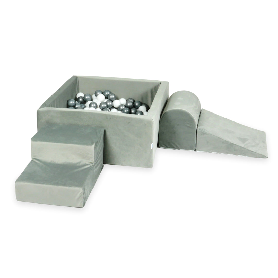 Foam play area with square ball pit children's play set 90x90x40 velvet gray + 400 balls