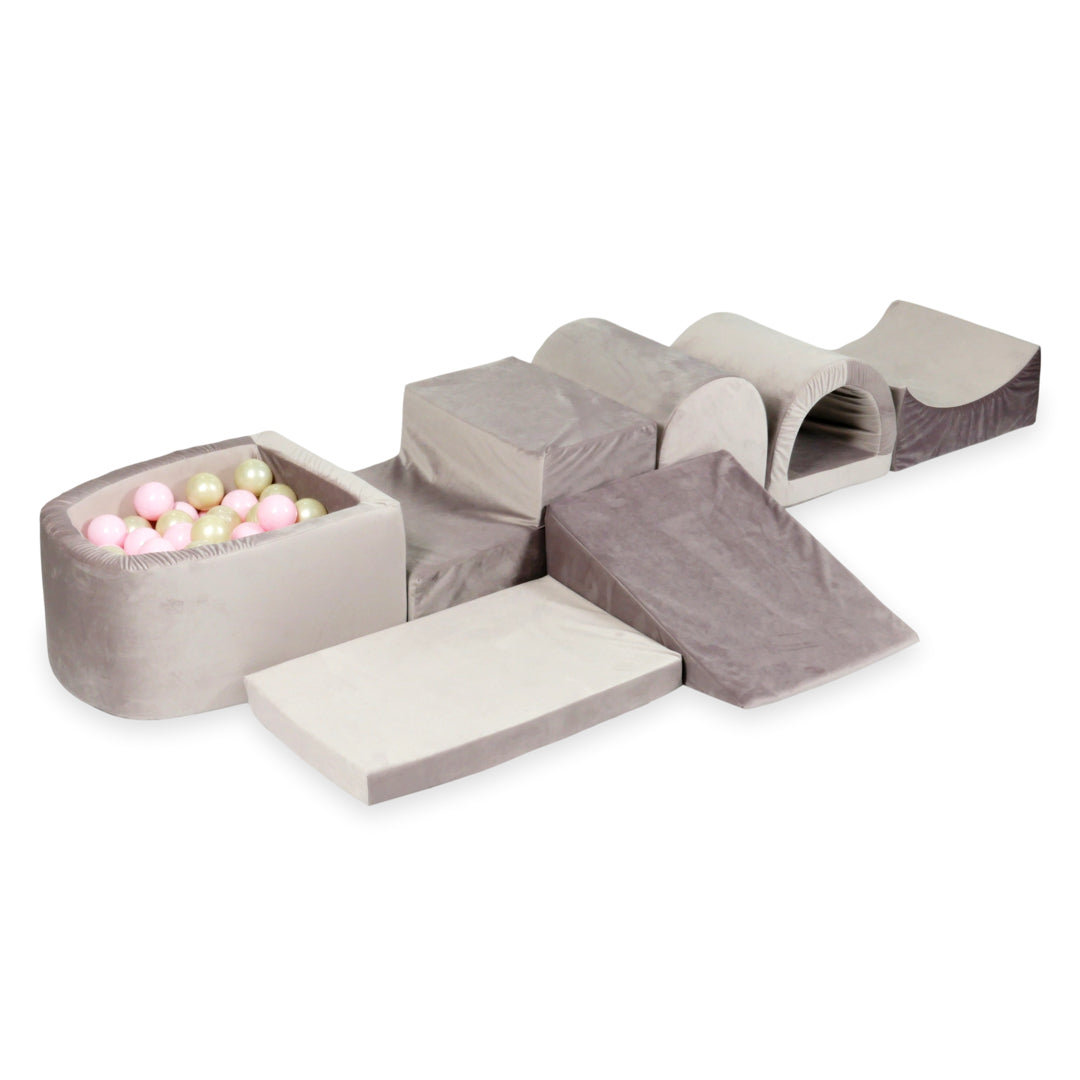 Largest foam play area with lilac micro velvet ball pit + 100 balls