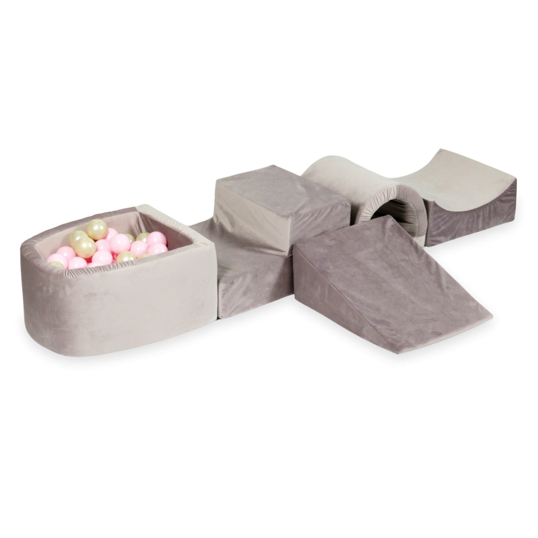 Foam play area with bridge and micro velvet lilac pool + 100 balls