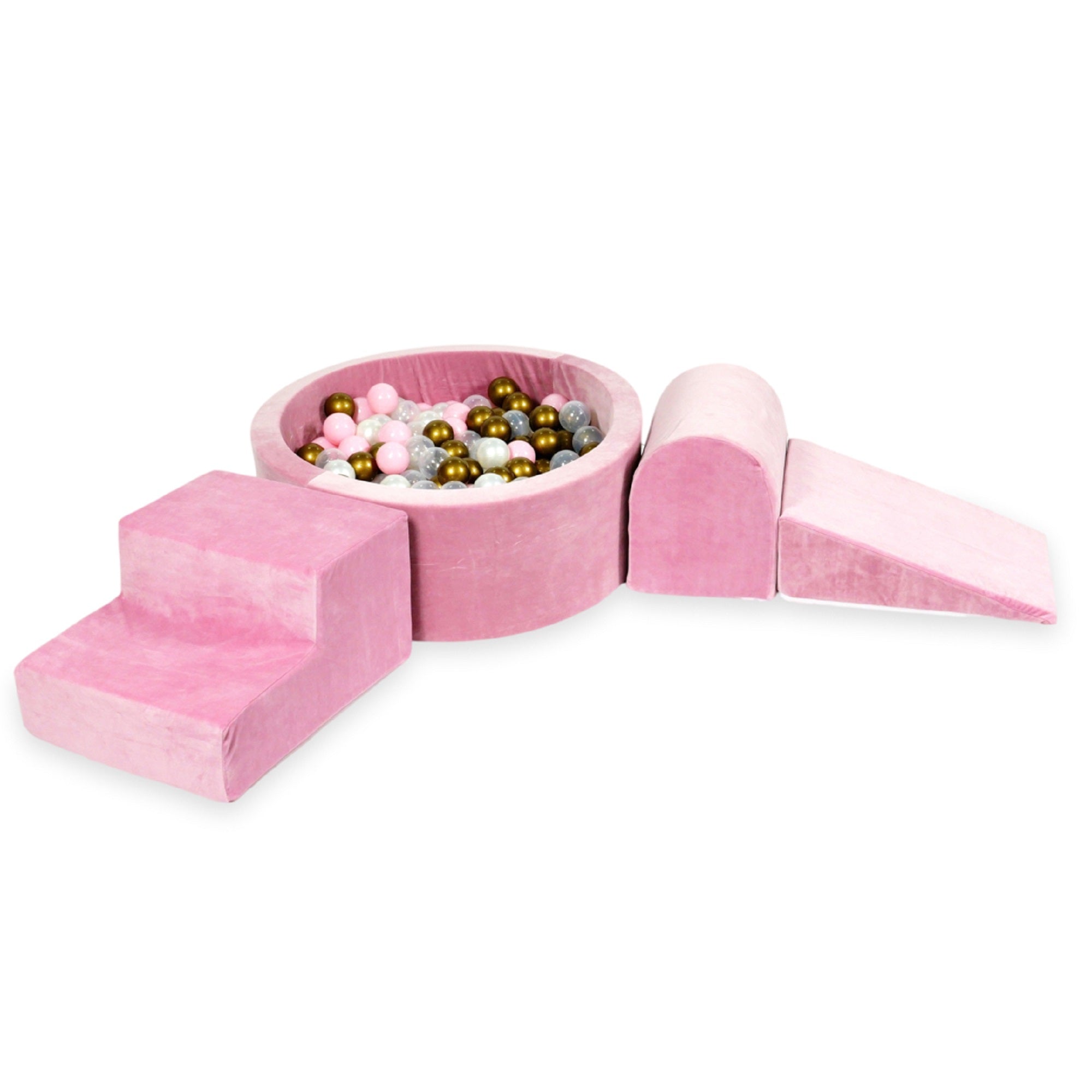 Piankowy plac zabaw z okrągłym basenem 90x30 velvet soft rose + 200 piłek