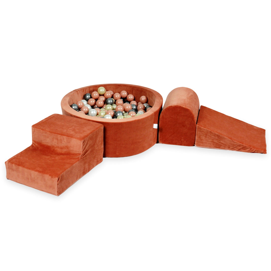 Foam play area with round pool 90x30 velvet soft canyon clay + 200 balls