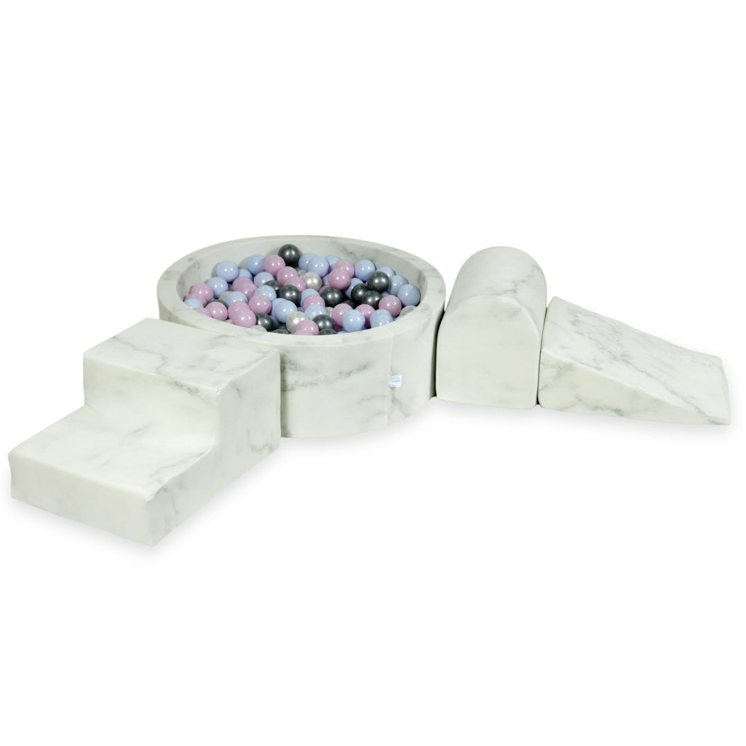 Foam play area with round pool 90x30 marble + 200 balls