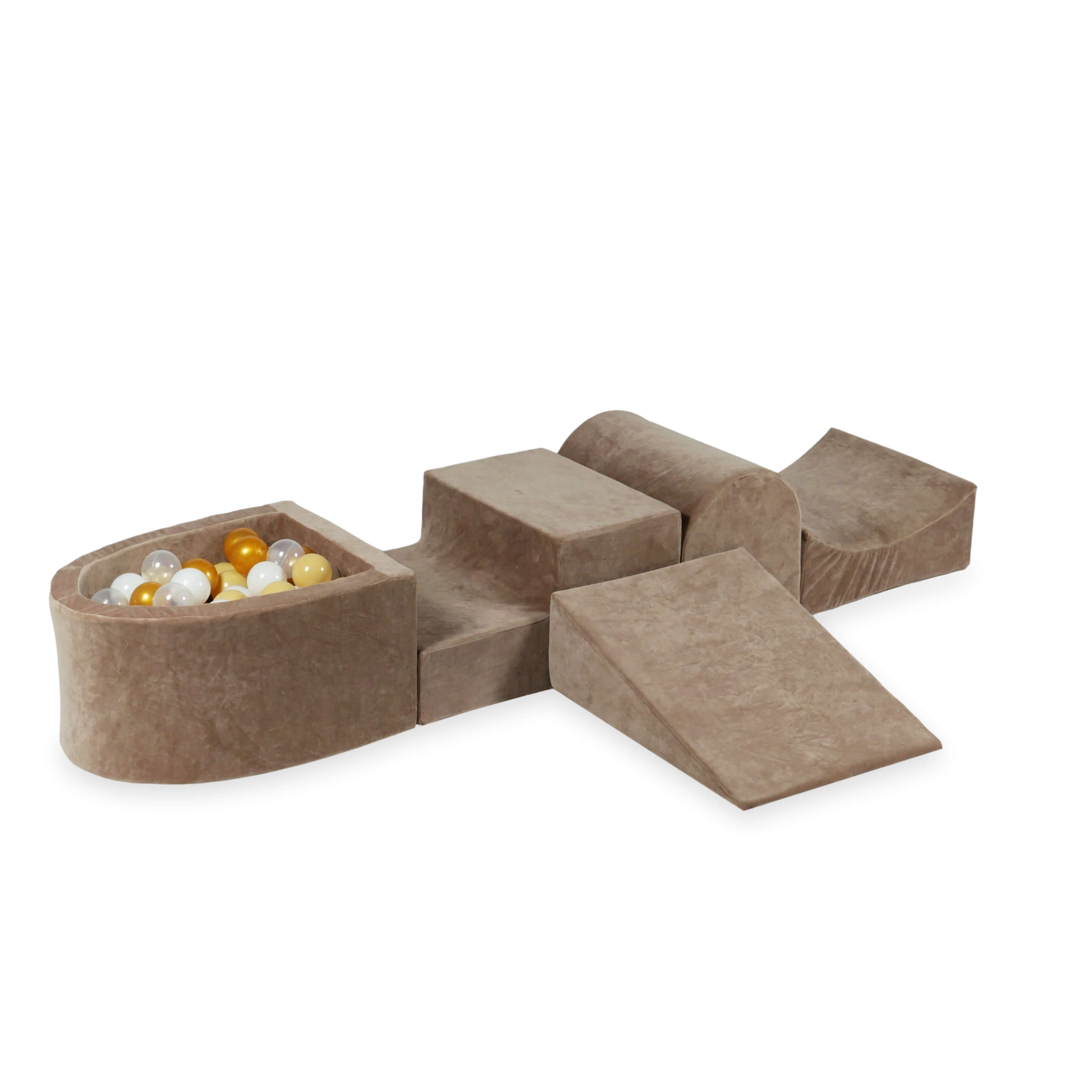 Foam play area with hill and micro velvet soft brown pool + 100 balls
