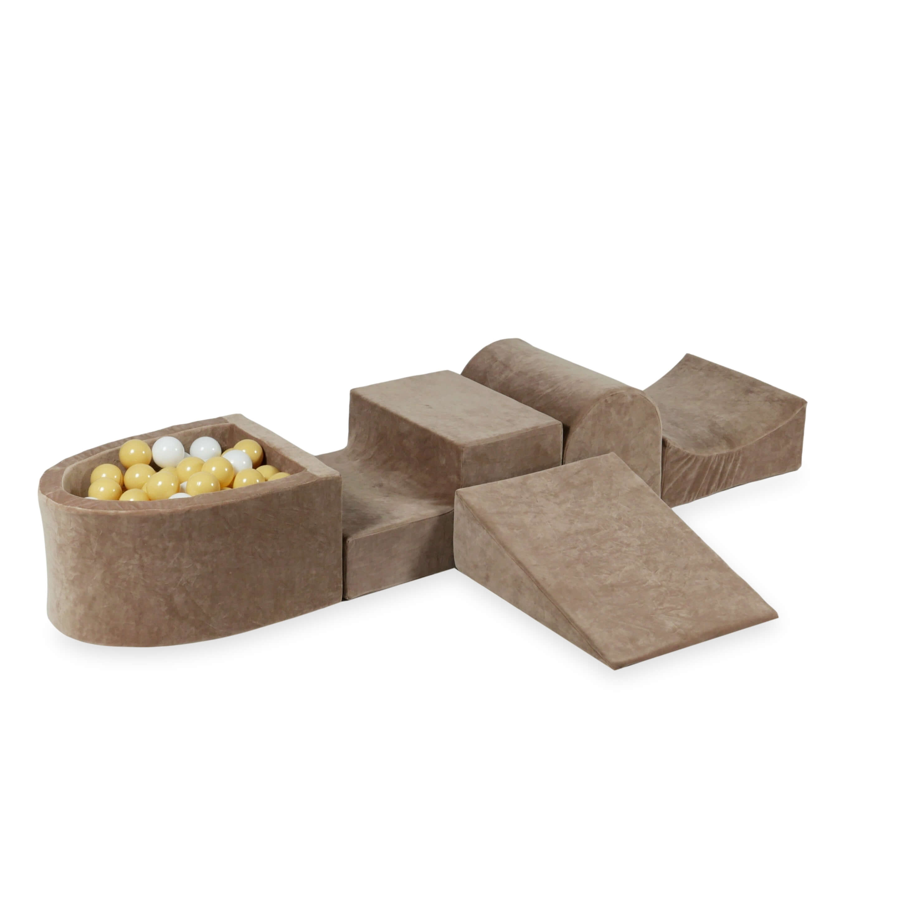 Foam play area with hill and micro velvet soft brown pool + 100 balls