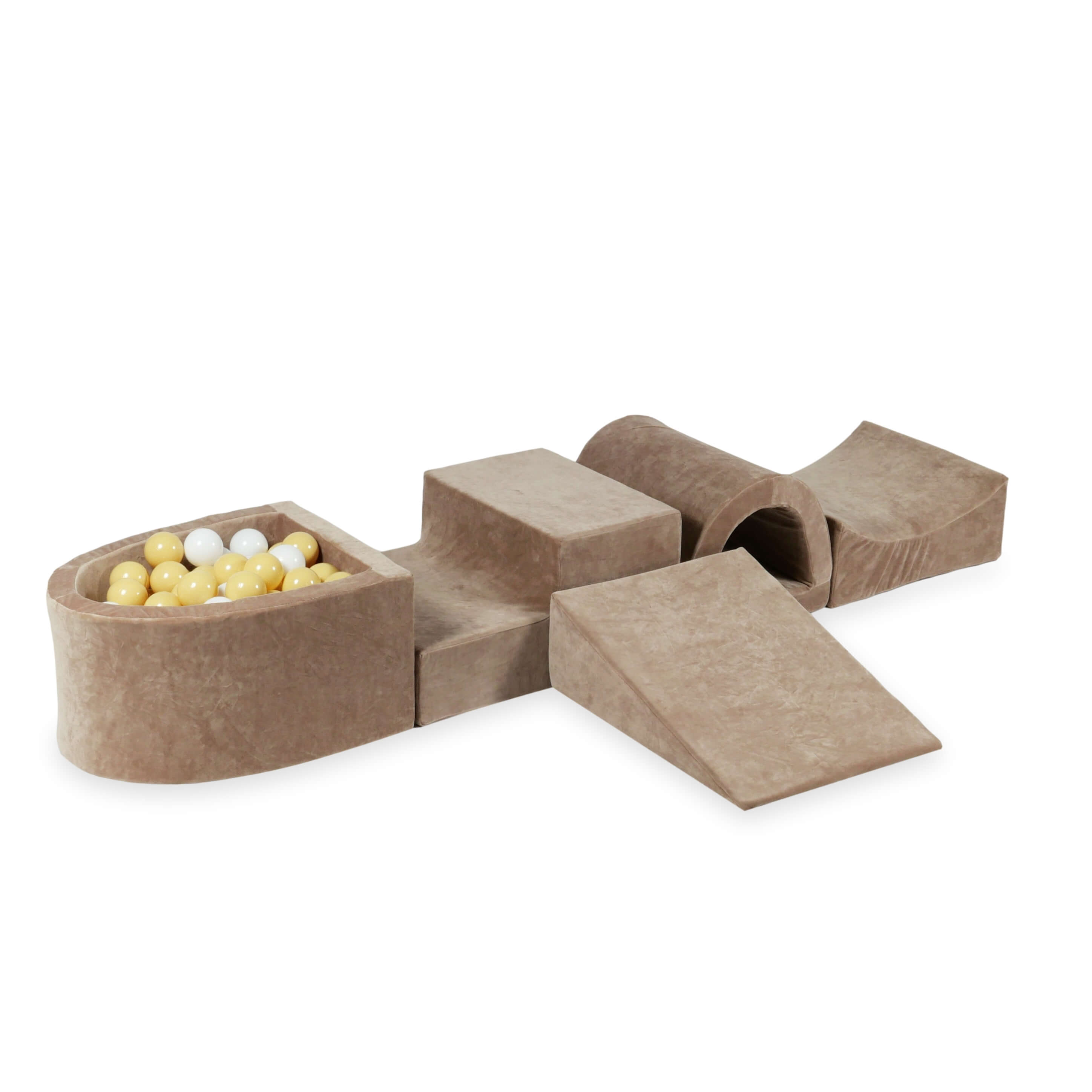 Foam play area with bridge and micro velvet soft brown pool + 100 balls