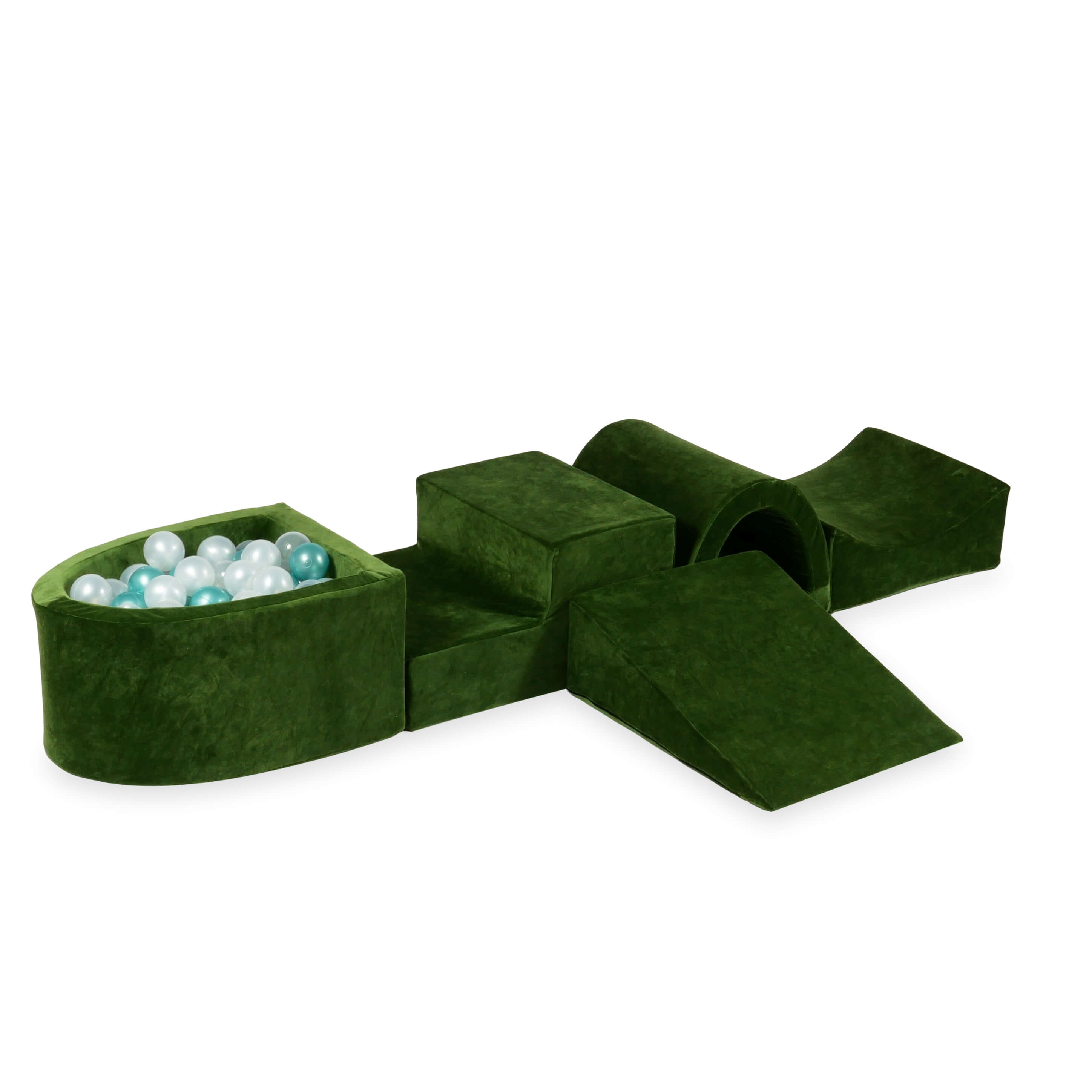Foam play area with bridge and micro velvet soft olive pool + 100 balls