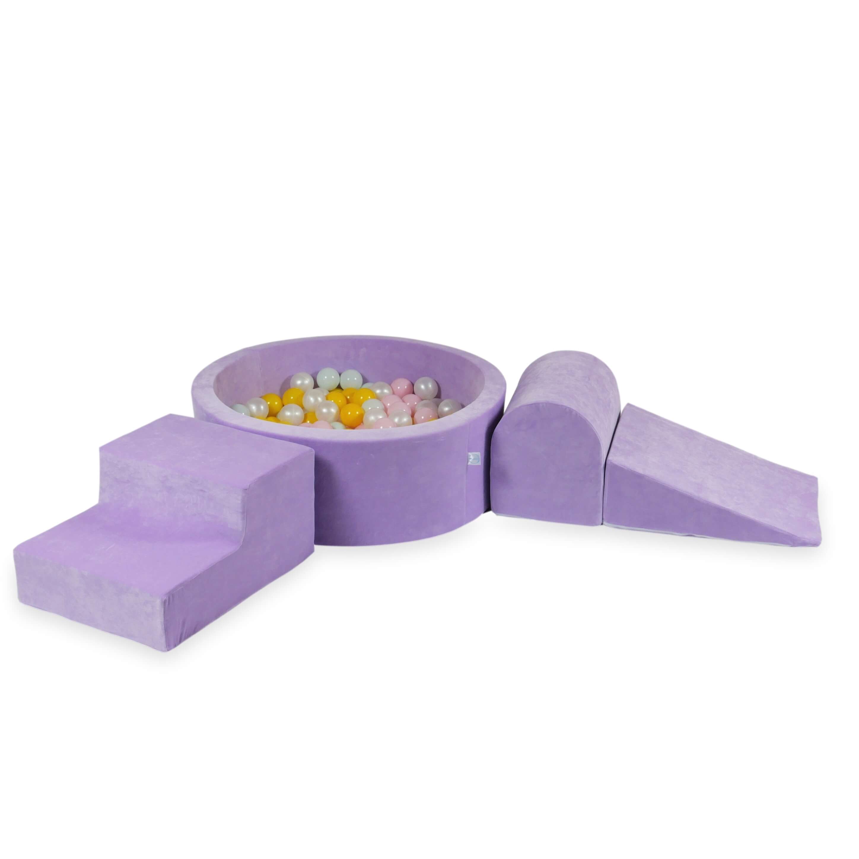 Piankowy plac zabaw z okrągłym basenem 90x30 velvet soft lilac + 200 piłek