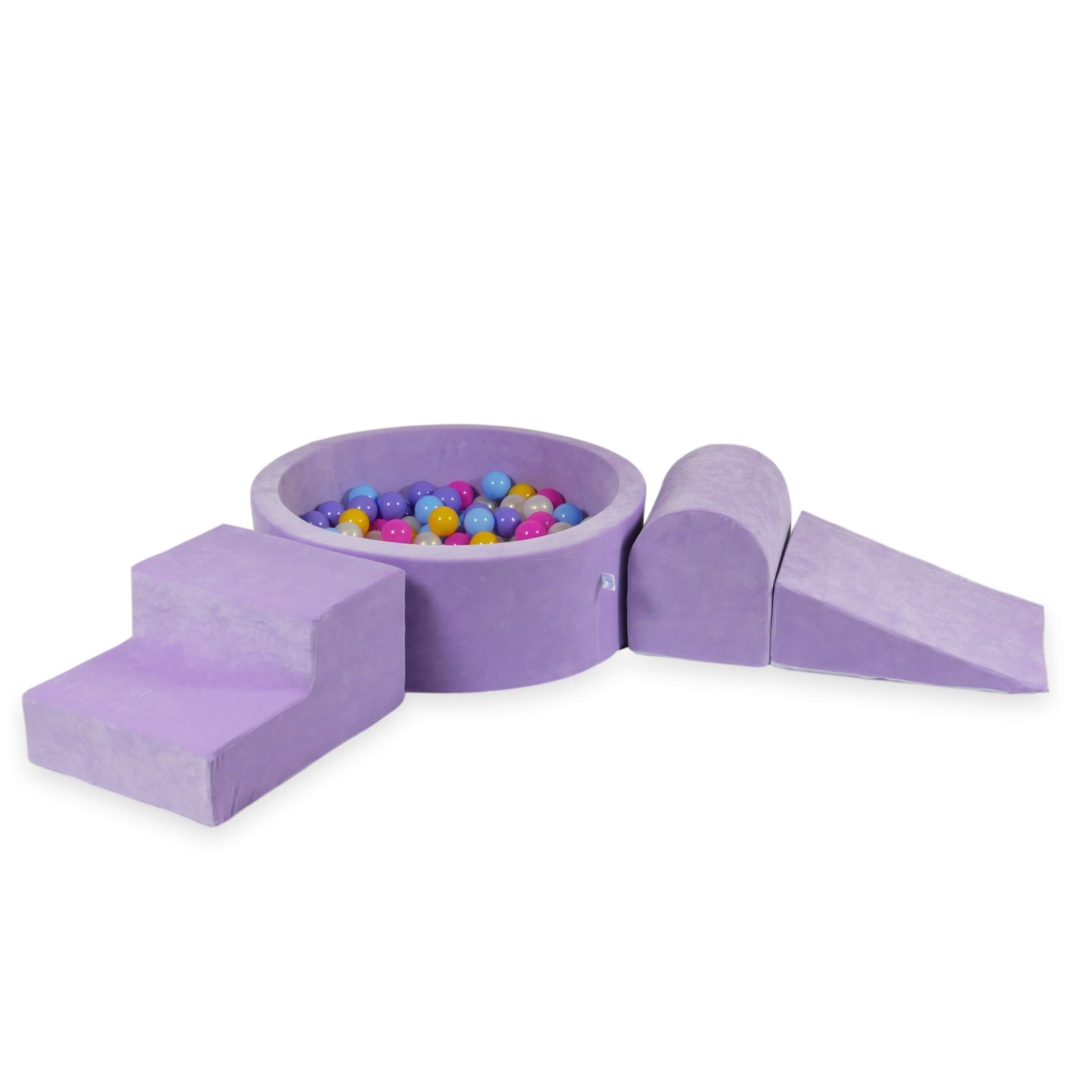 Piankowy plac zabaw z okrągłym basenem 90x30 velvet soft lilac + 200 piłek