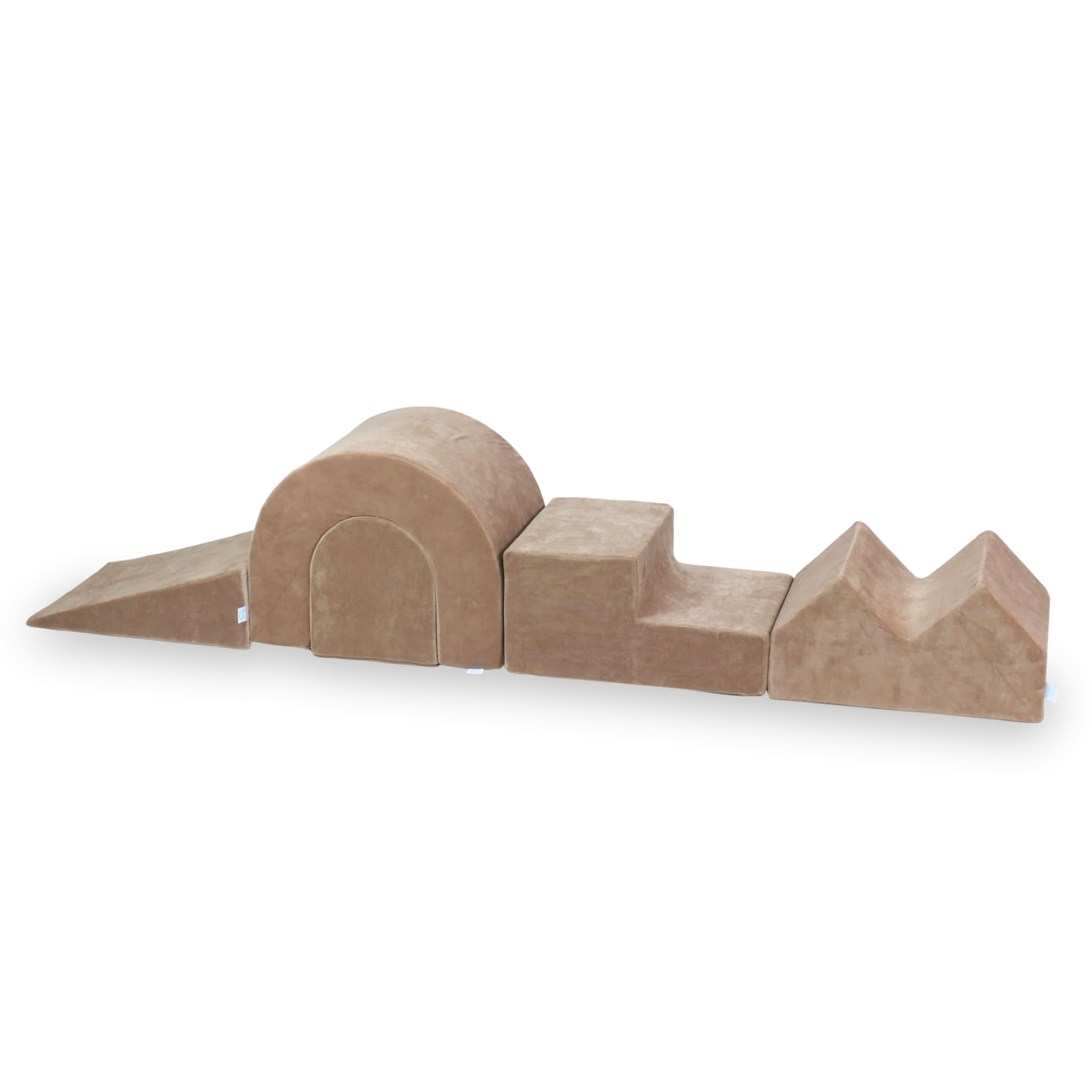 Foam play area with round pool 90x30 velvet soft brown + 5 elements + 200 balls