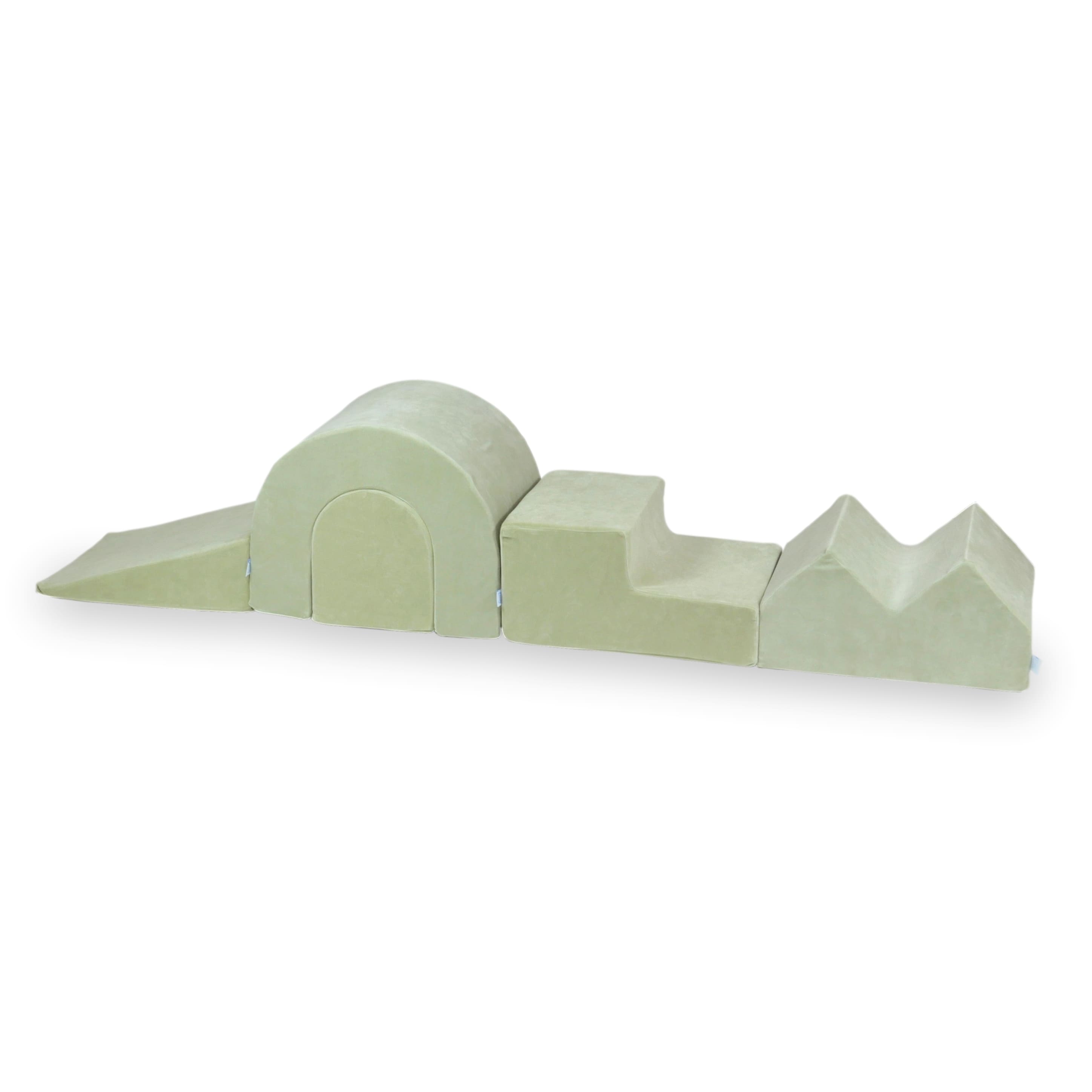 Piankowy plac zabaw z okrągłym basenem 90x30 velvet soft pistachio + 5 elementów + 200 piłek