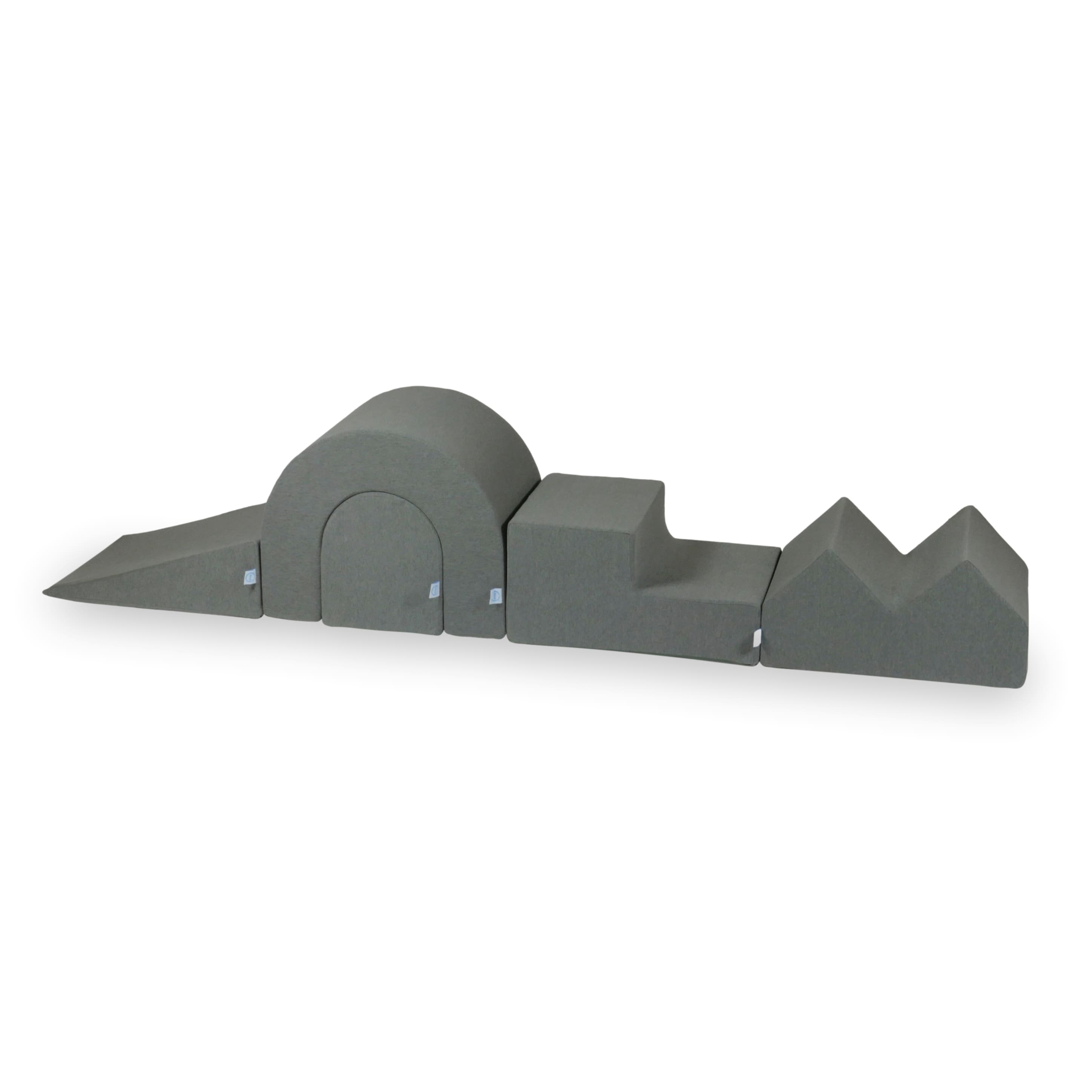 Foam play area with round pool 90x30 gray + 5 elements + 200 balls