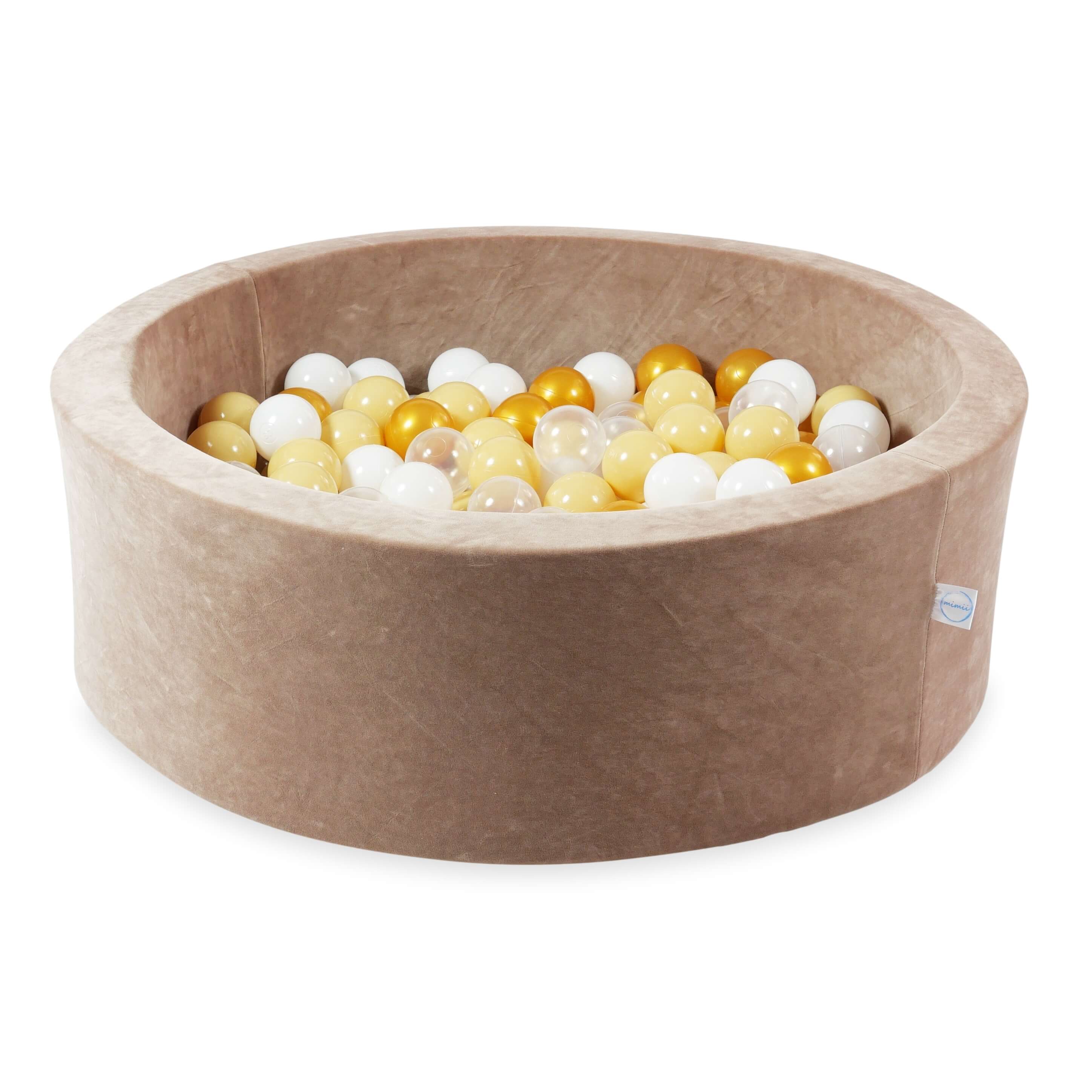Ball pool in soft velvet brown 90x30 cm with 200 balls