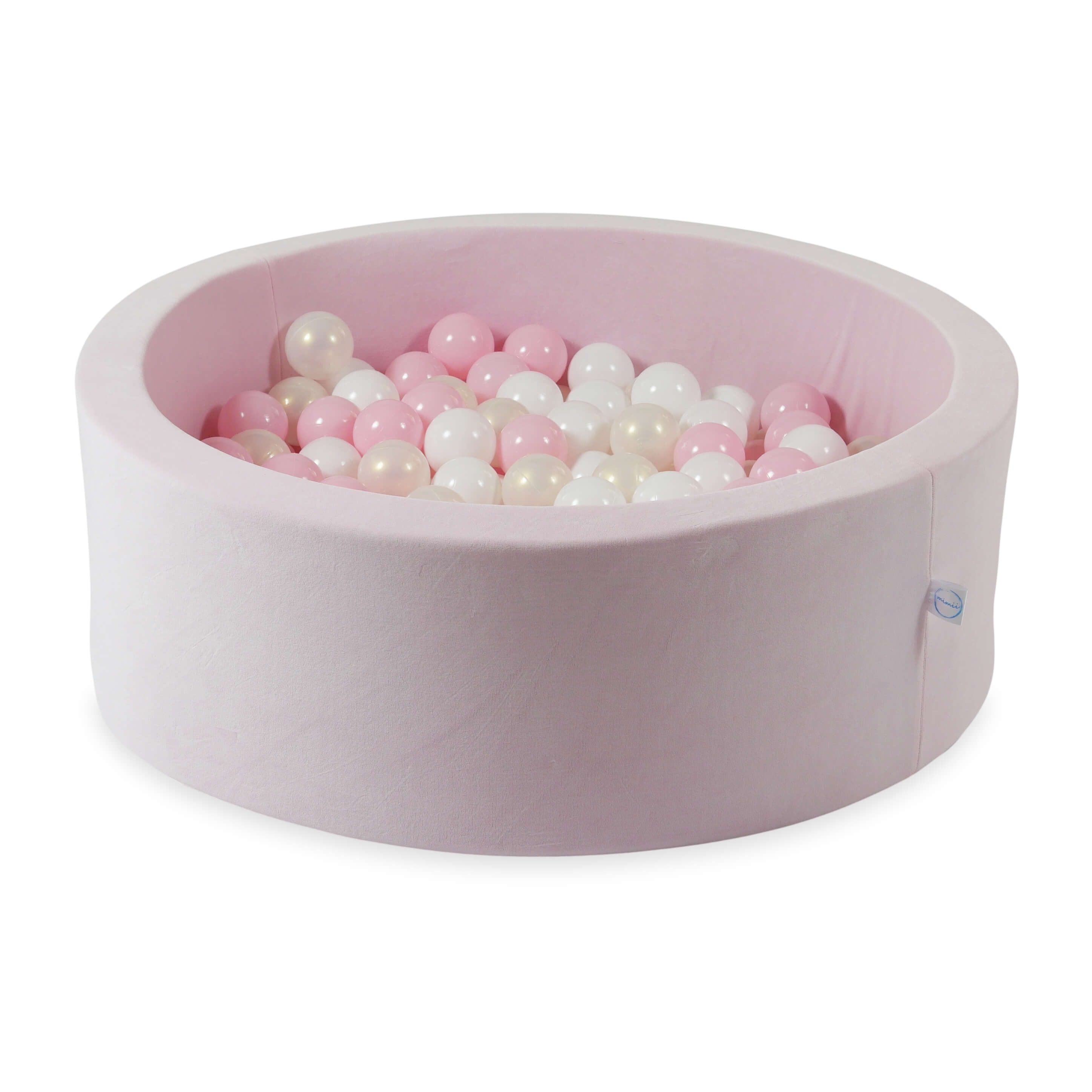 Ball pool in soft velvet light pink 90x30 cm with 200 balls