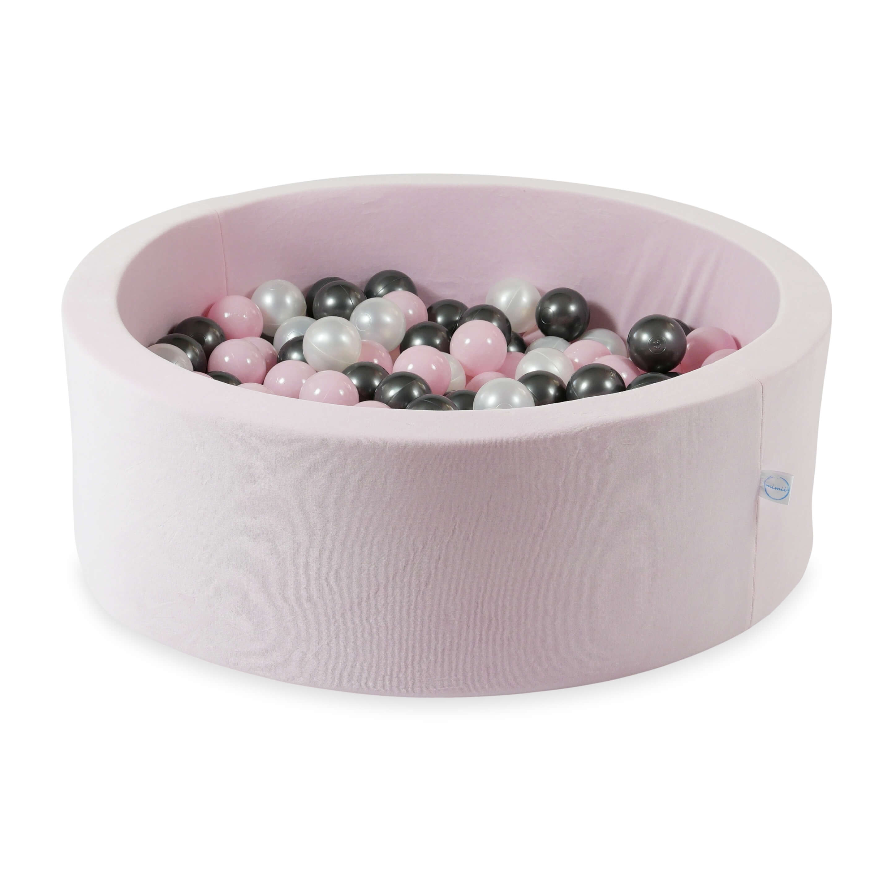 Ball pool in soft velvet light pink 90x30 cm with 200 balls