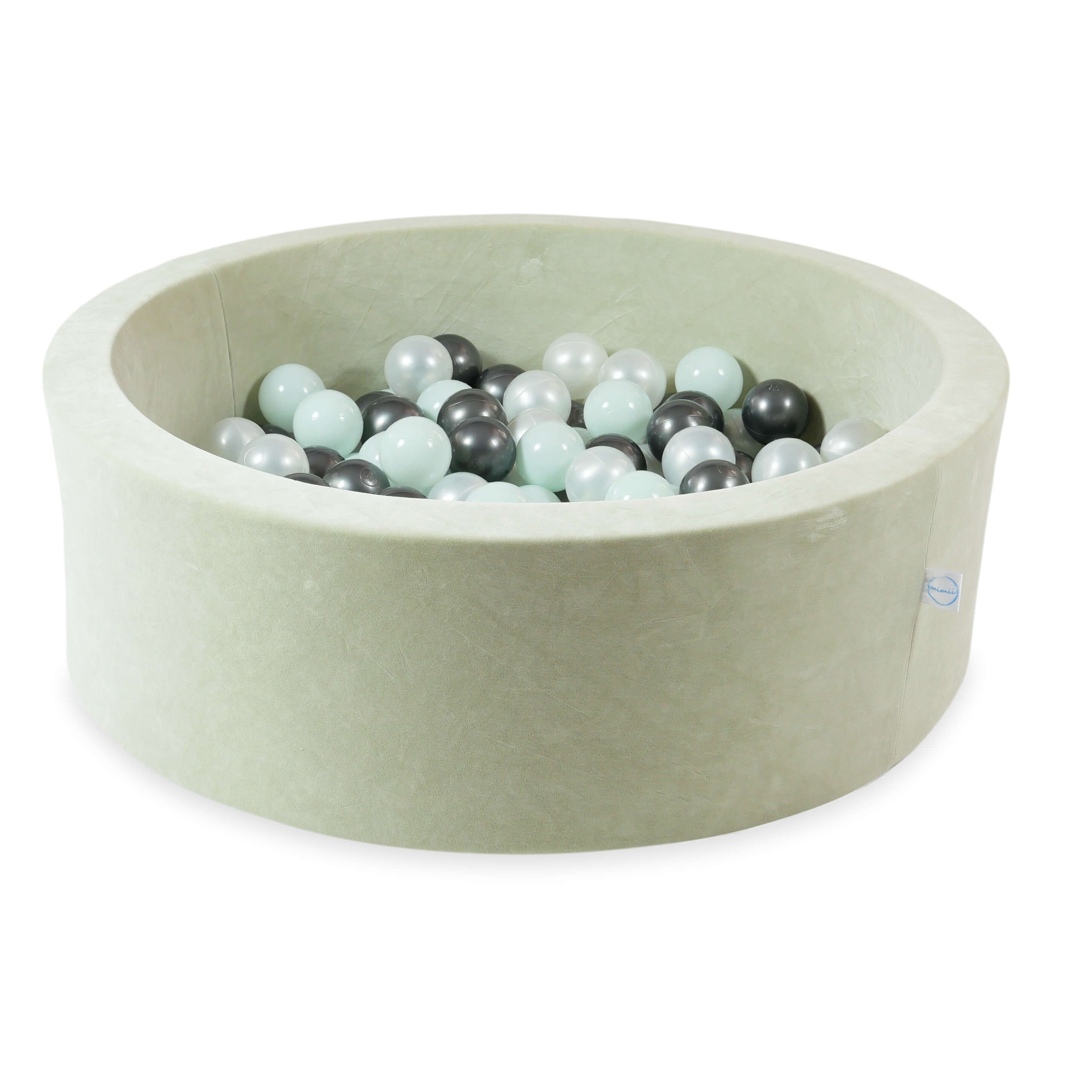 Ball pool in soft velvet pistachio 90x30 cm with 200 balls