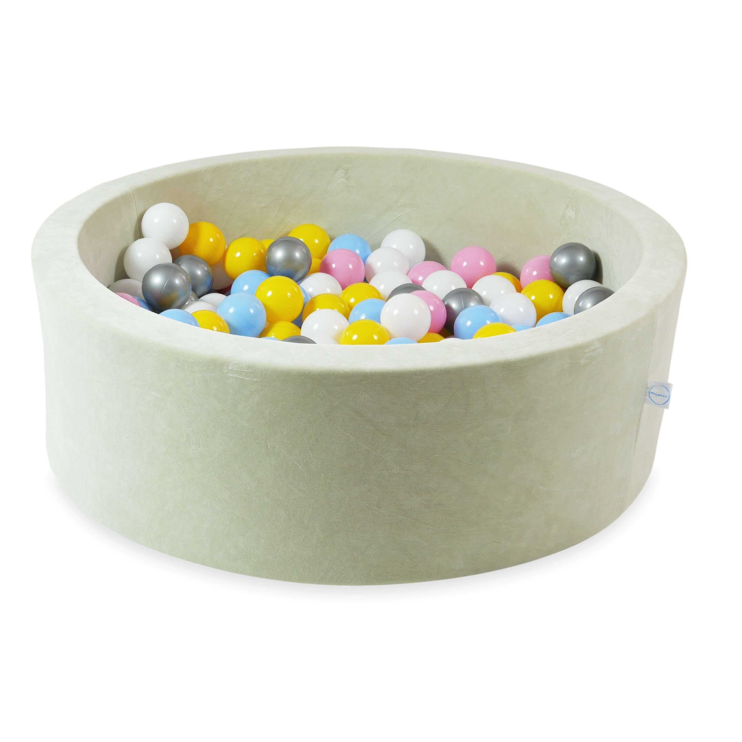 Ball pool in soft velvet pistachio 90x30 cm with 200 balls