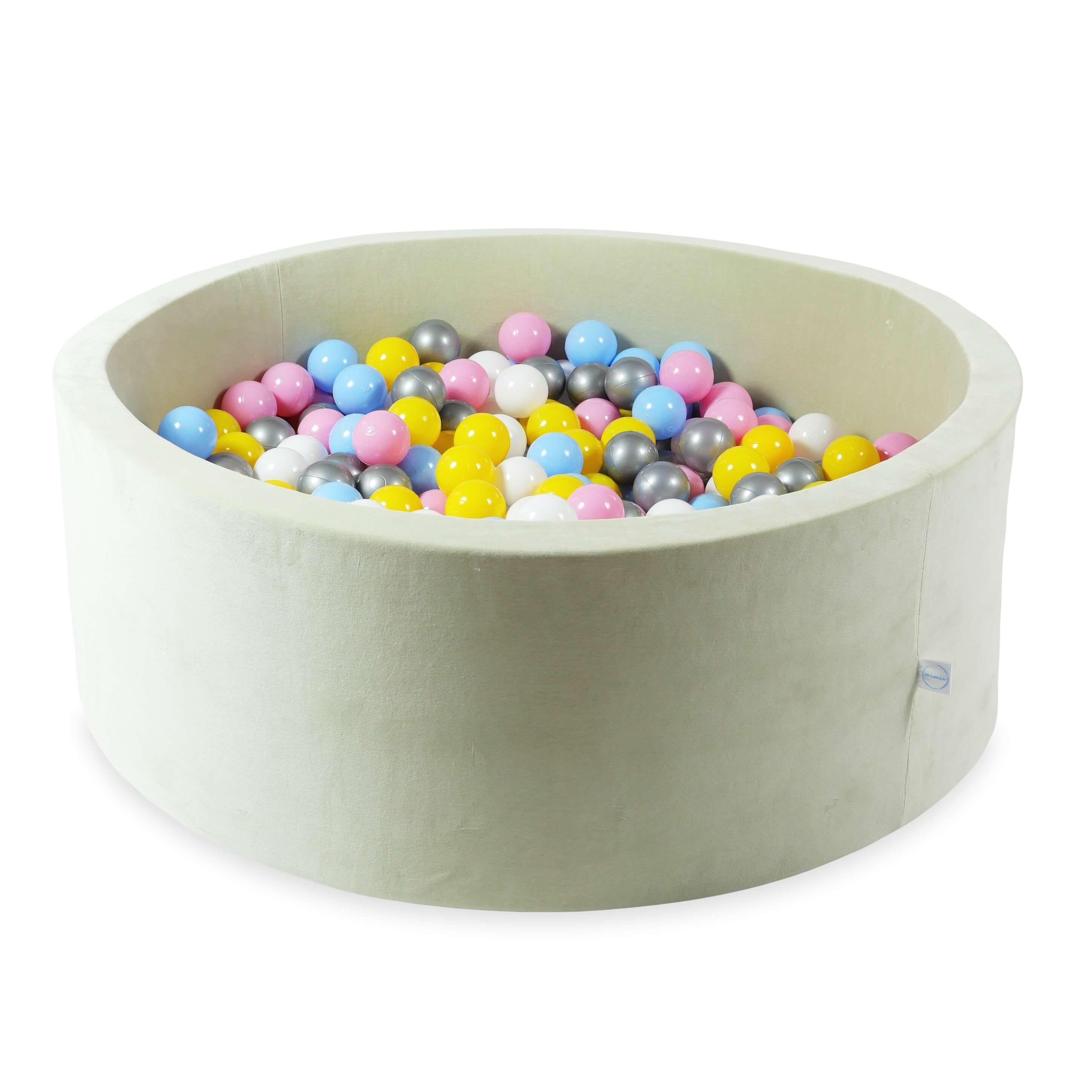 Ball Pit in velvet soft pistachio 110x40 cm with 500 balls