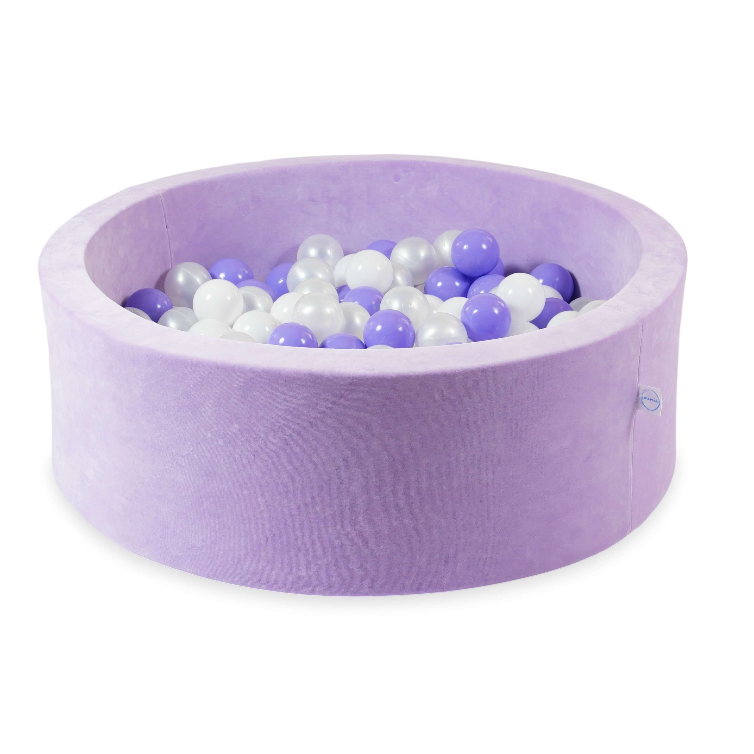 Ball pool in soft velvet lilac 90x30 cm with 200 balls