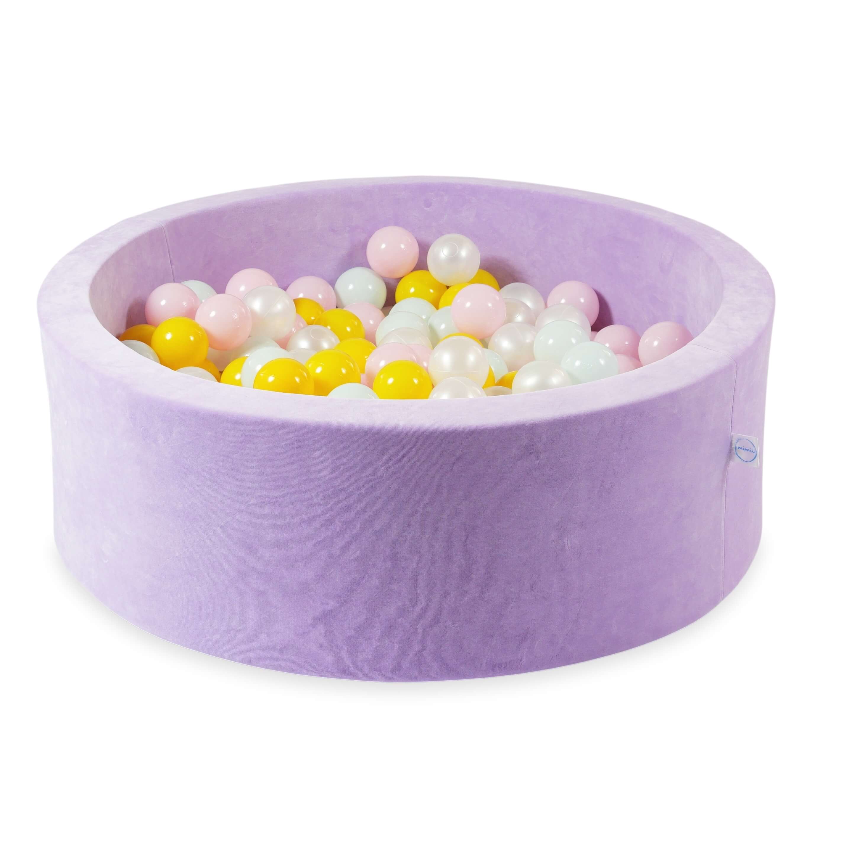Ball pool in soft velvet lilac 90x30 cm with 200 balls