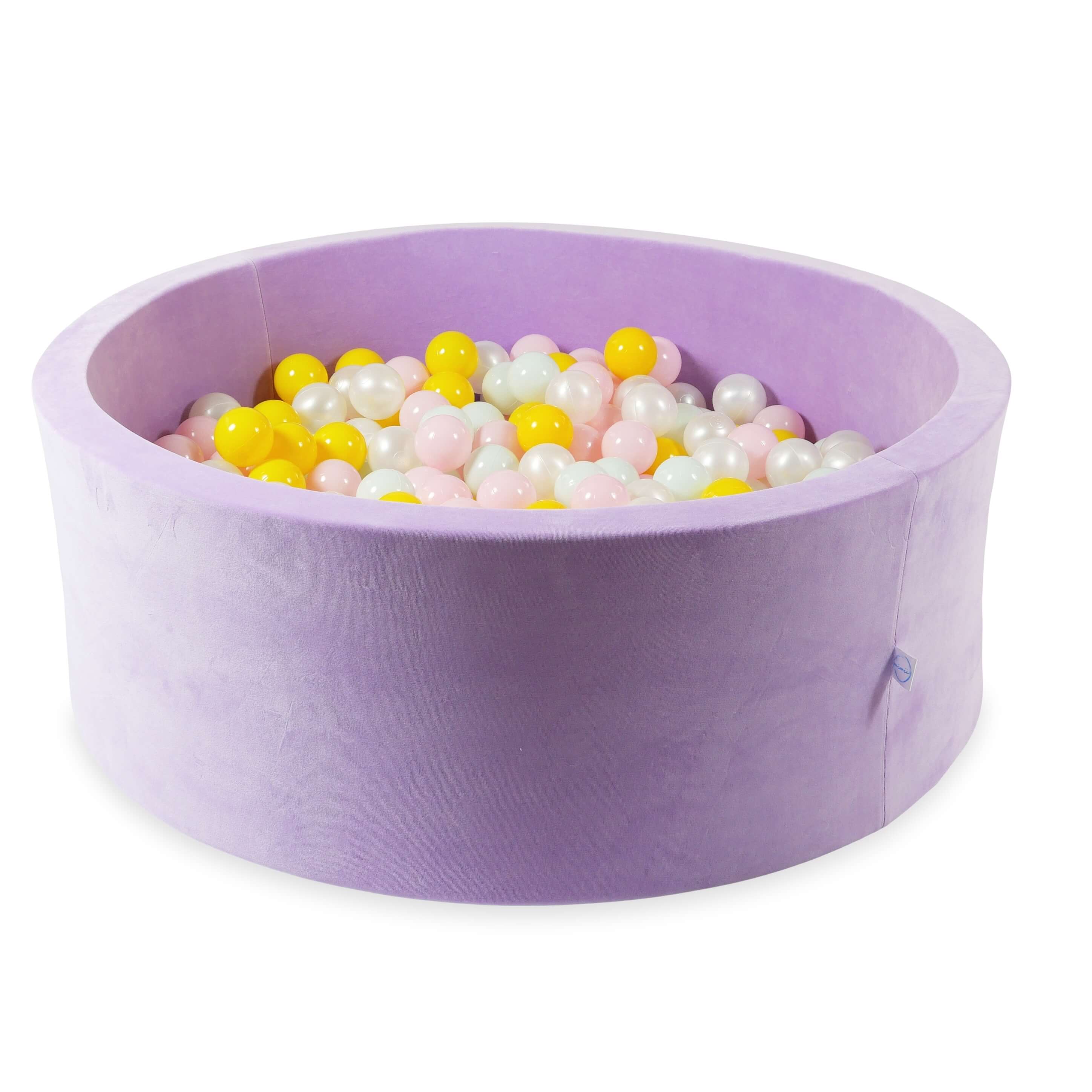 Velvet soft lilac ball pit 110x40 cm with 500 balls