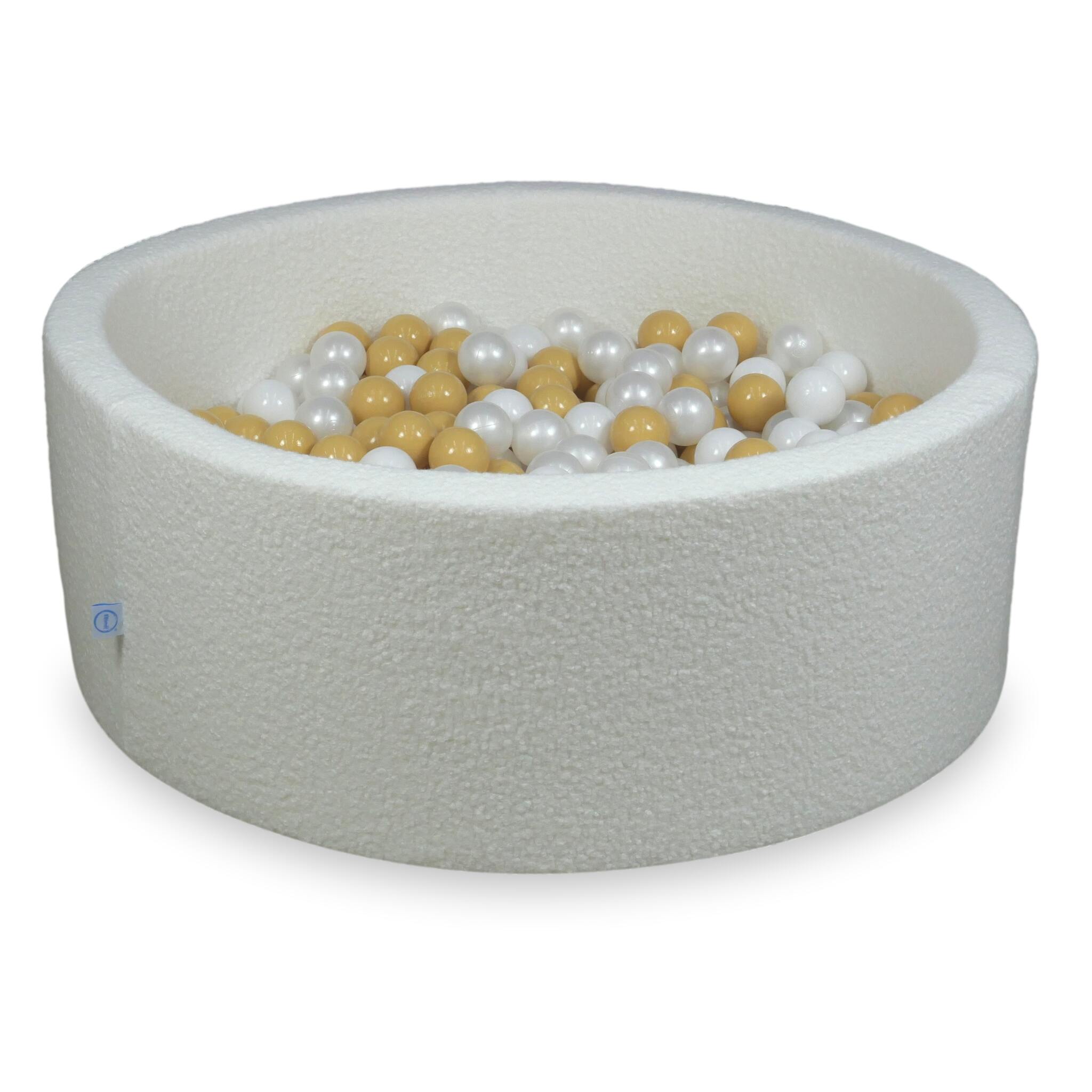 Ball pit in boucle White 110x40 cm with 500 balls