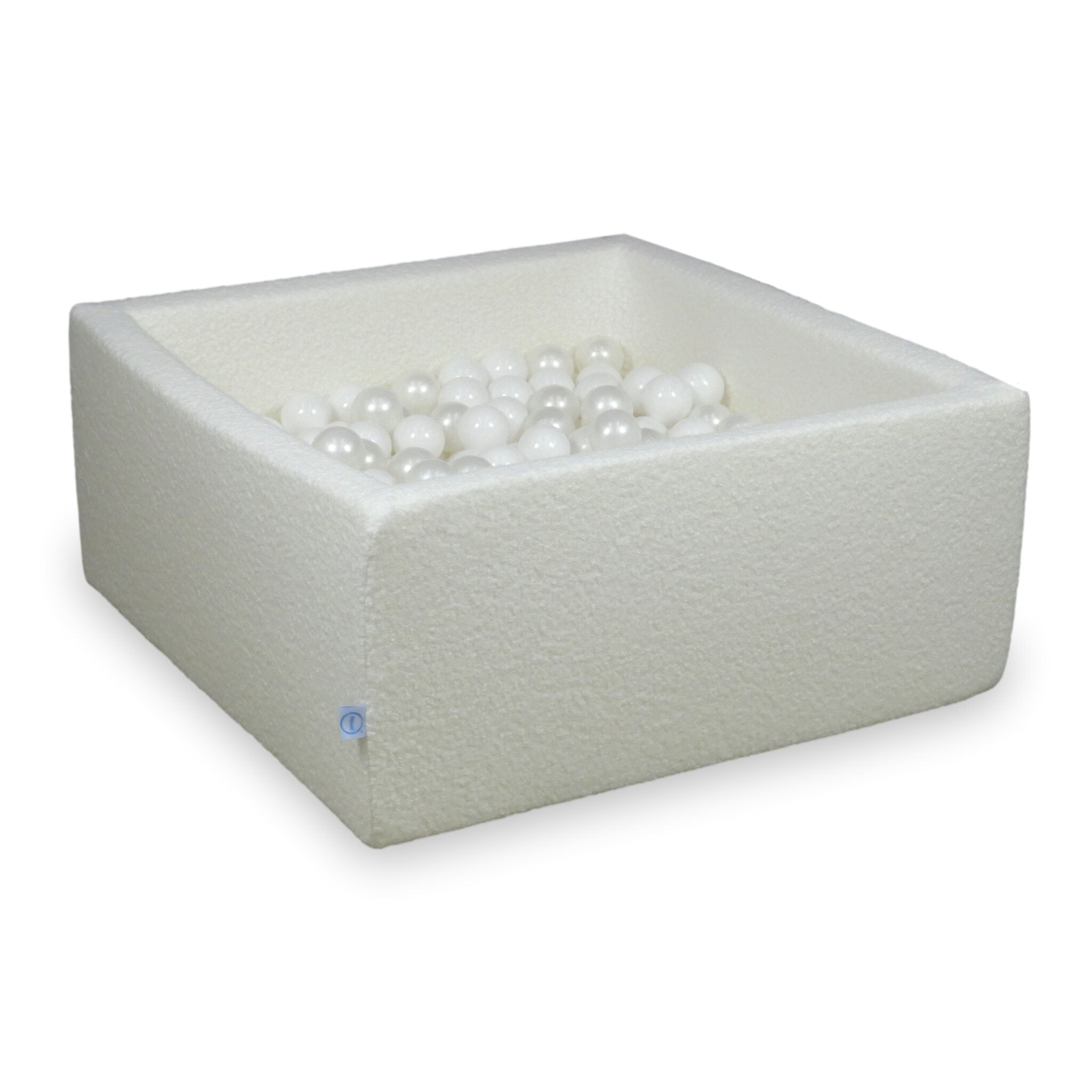 Square ball pit 90x90x40 cm in Boucle White 400 balls