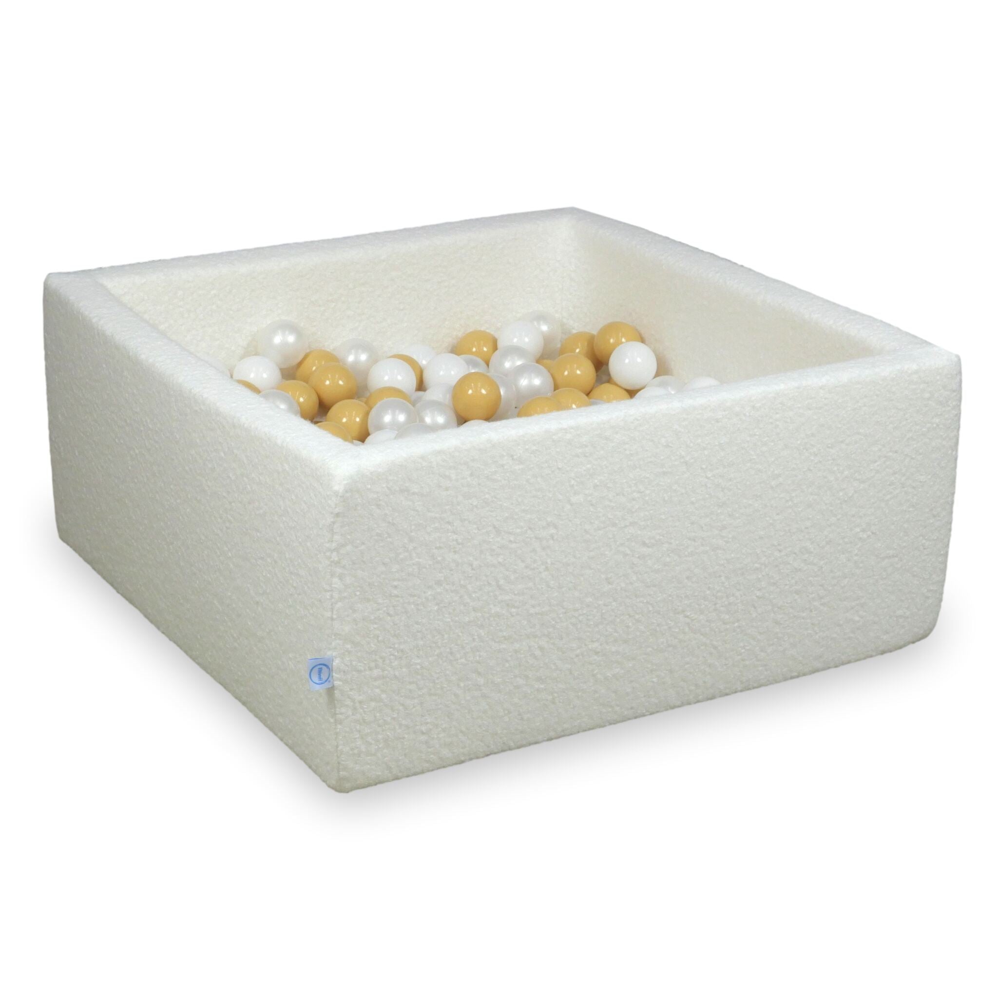 Square ball pit 90x90x40 cm in Boucle White 400 balls