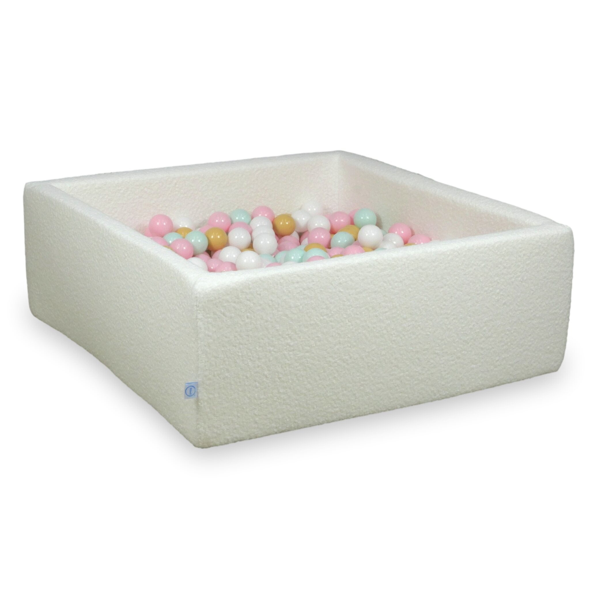 Square ball pit 110x110x40 cm in Boucle White 600 balls
