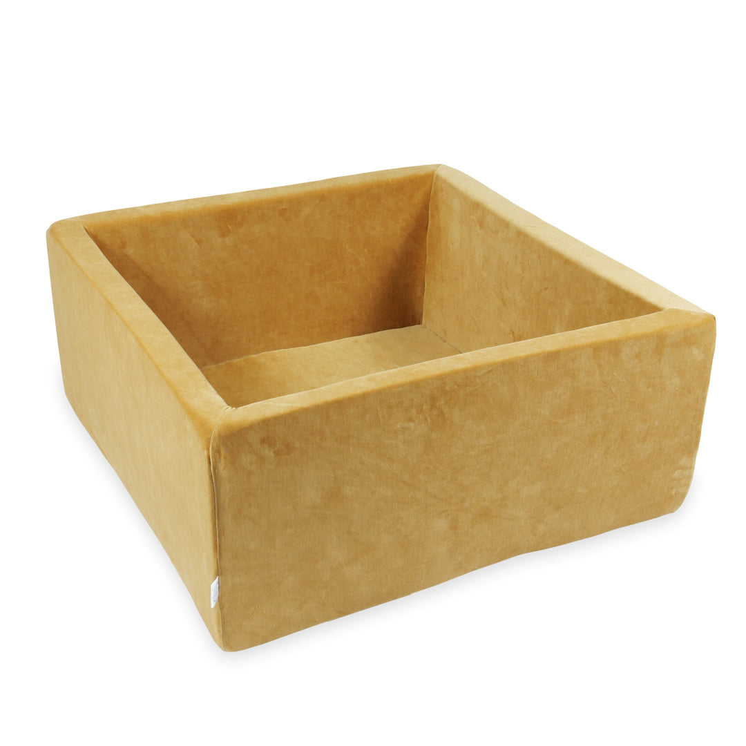 Square Ball Pit 90x90x40 cm Velvet Soft caramel without balls