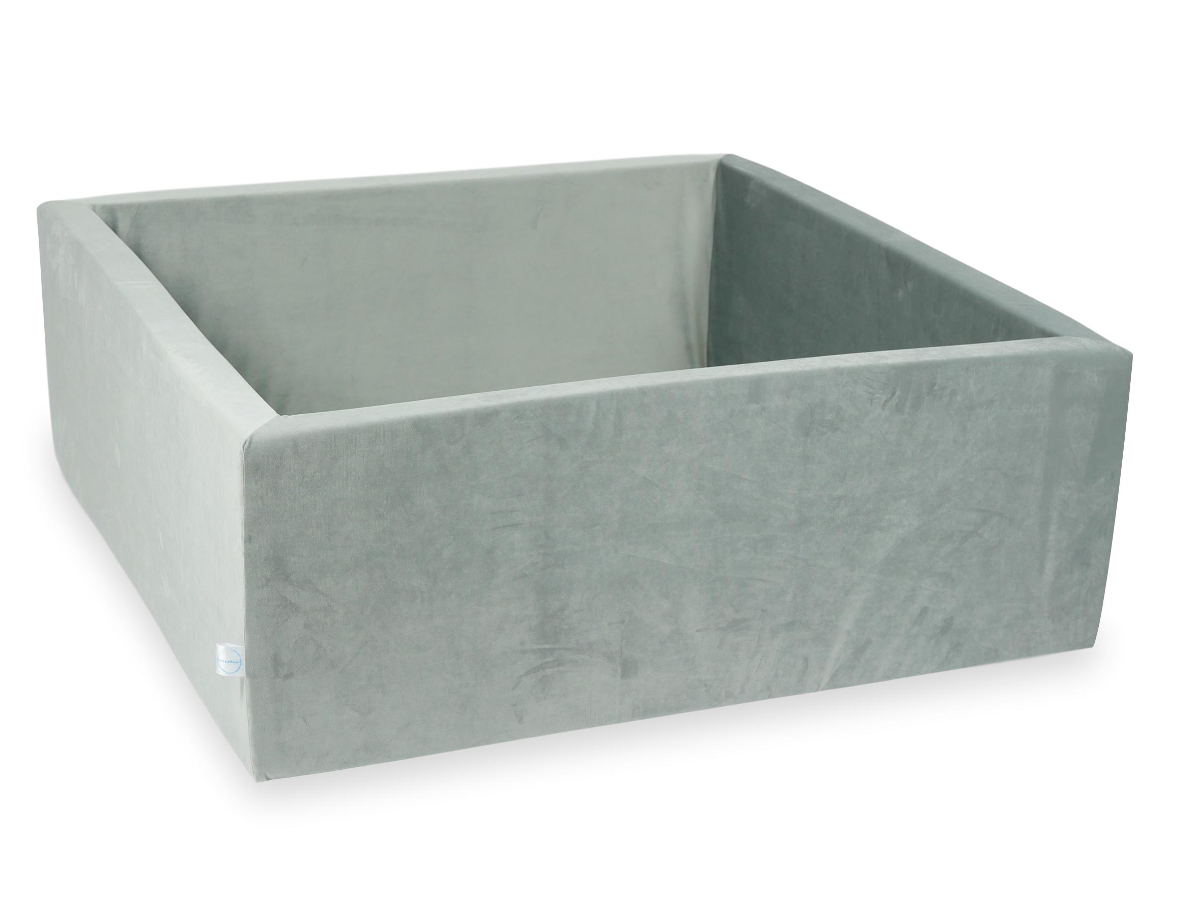 Square ball pit 110x110x40 cm Gray Velvet without balls