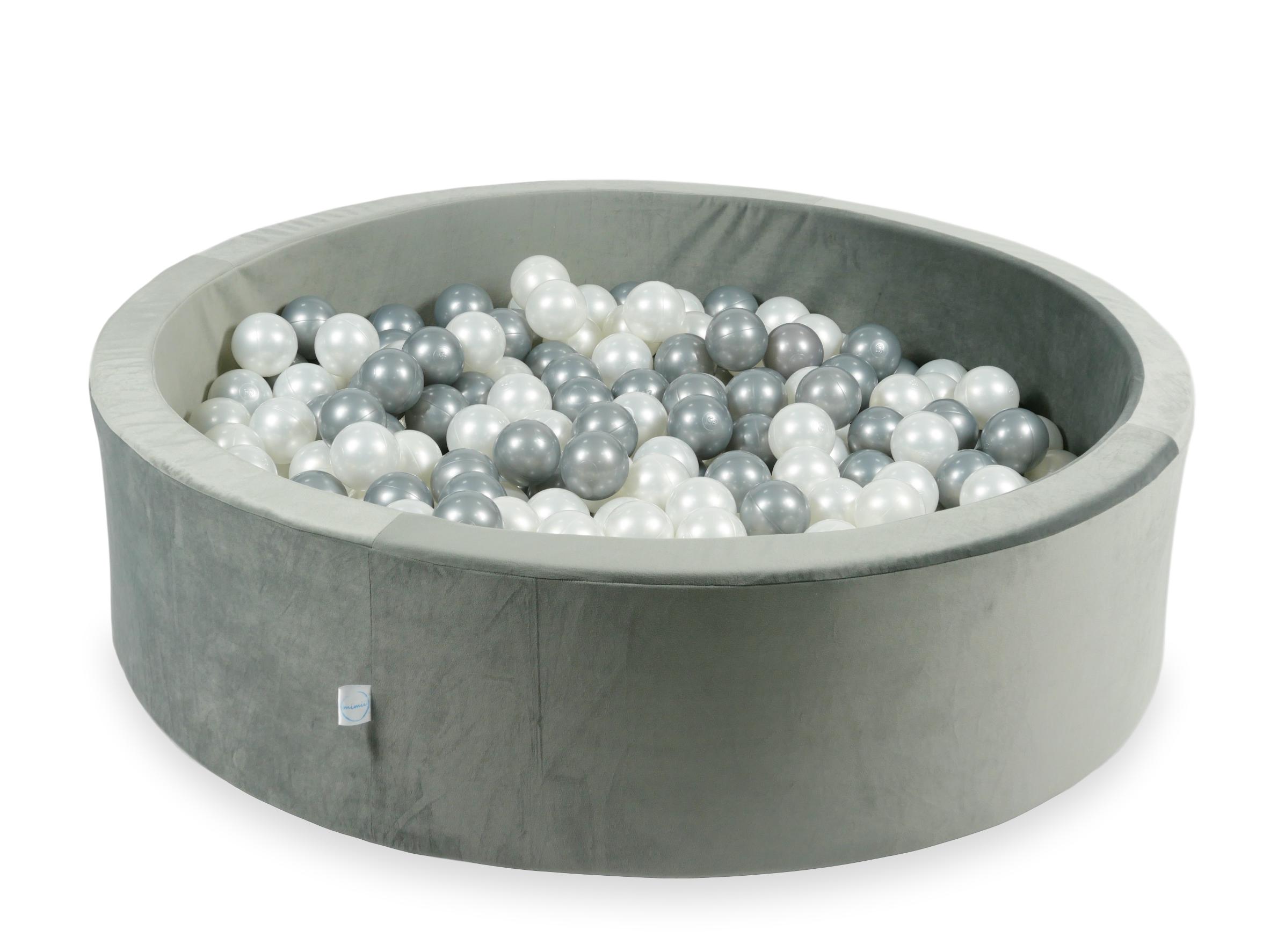 Velvet Ball Pit Velvet Gray 110x30 cm with 400 balls