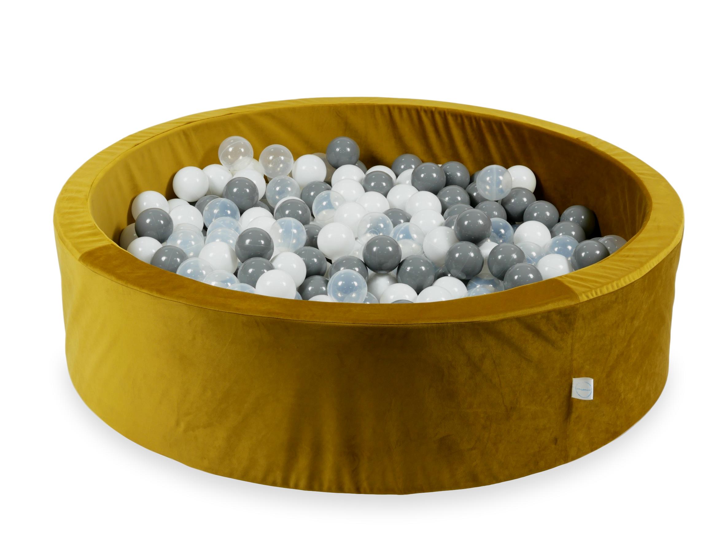 Velvet Ball Pit Velvet Gold 110x30 cm with 400 balls