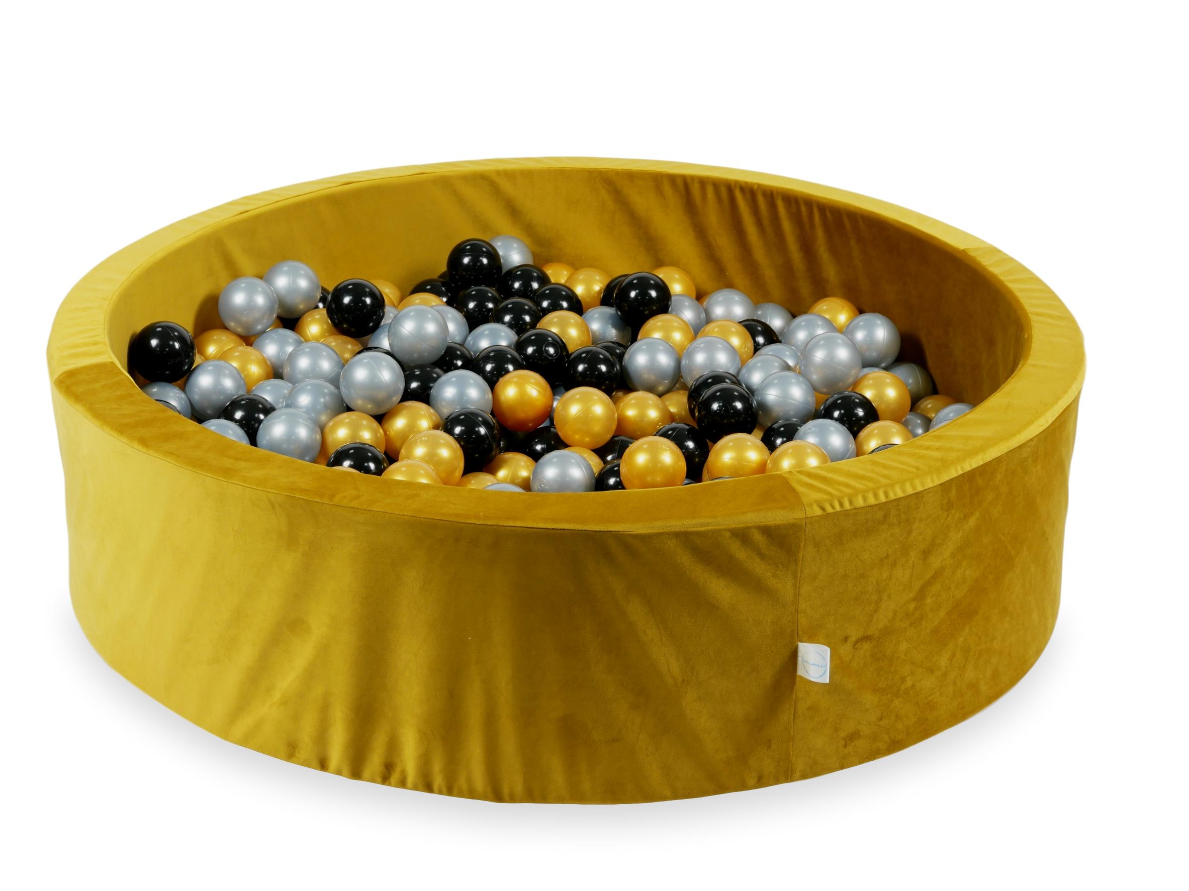 Velvet Ball Pit Velvet Gold 110x30 cm with 400 balls