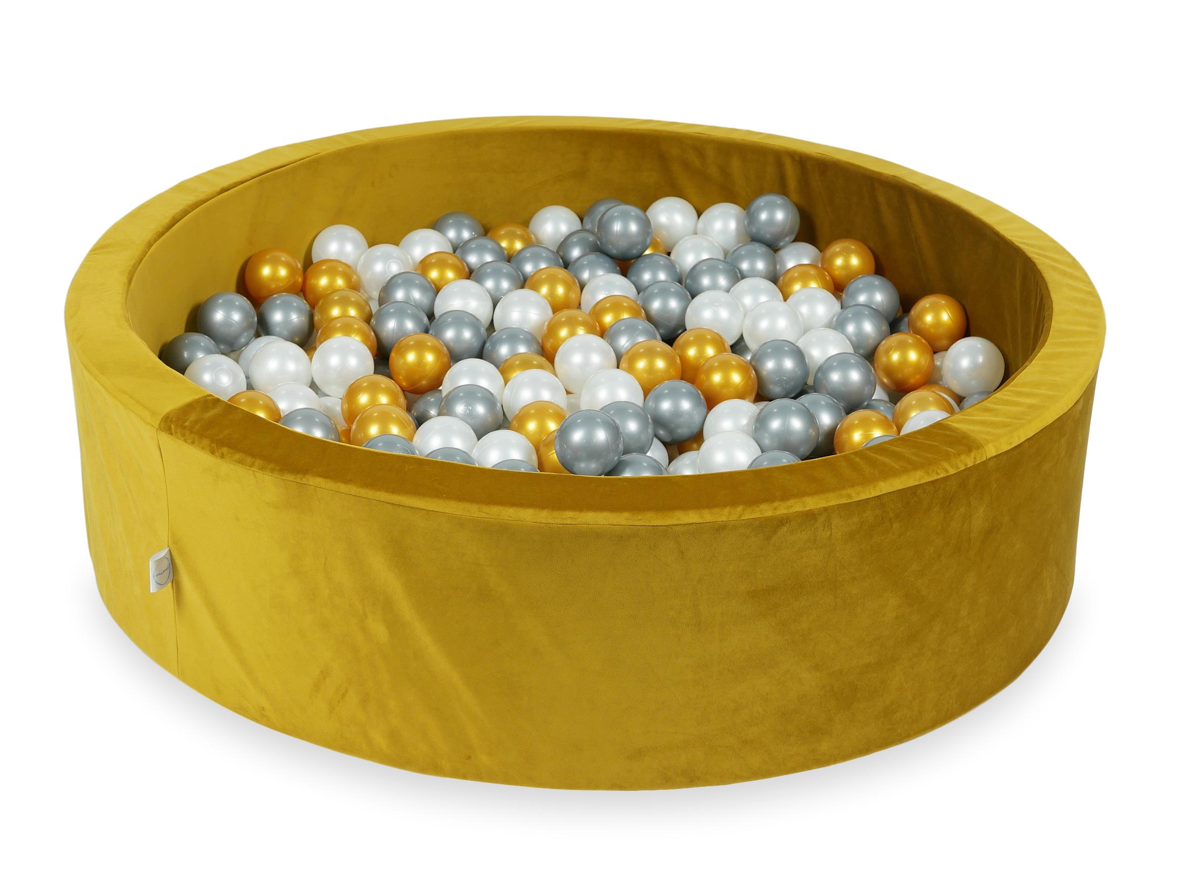 Velvet Ball Pit Velvet Gold 110x30 cm with 400 balls