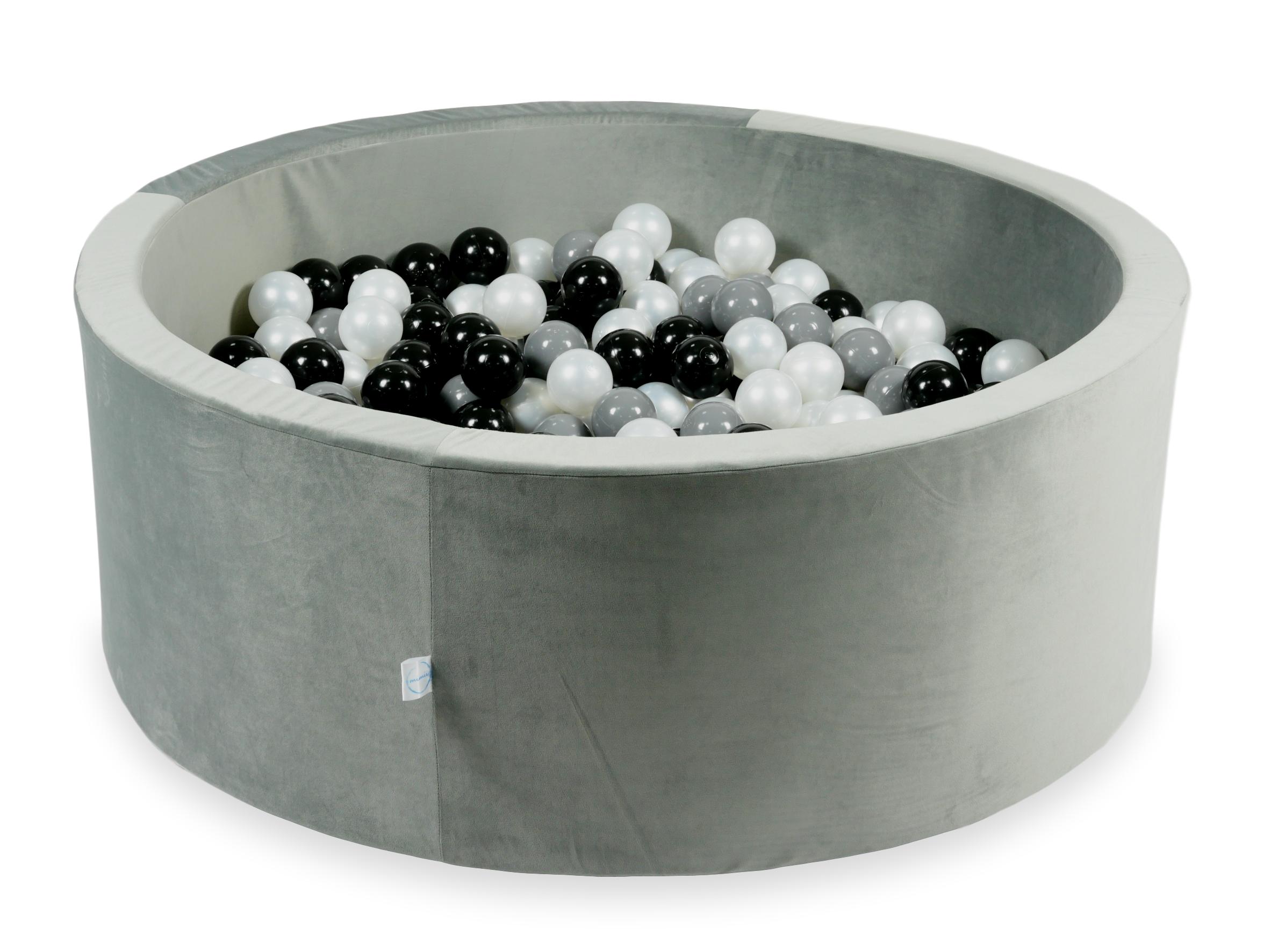 Ball Pit in velvet velvet gray 110x40 cm with 500 balls