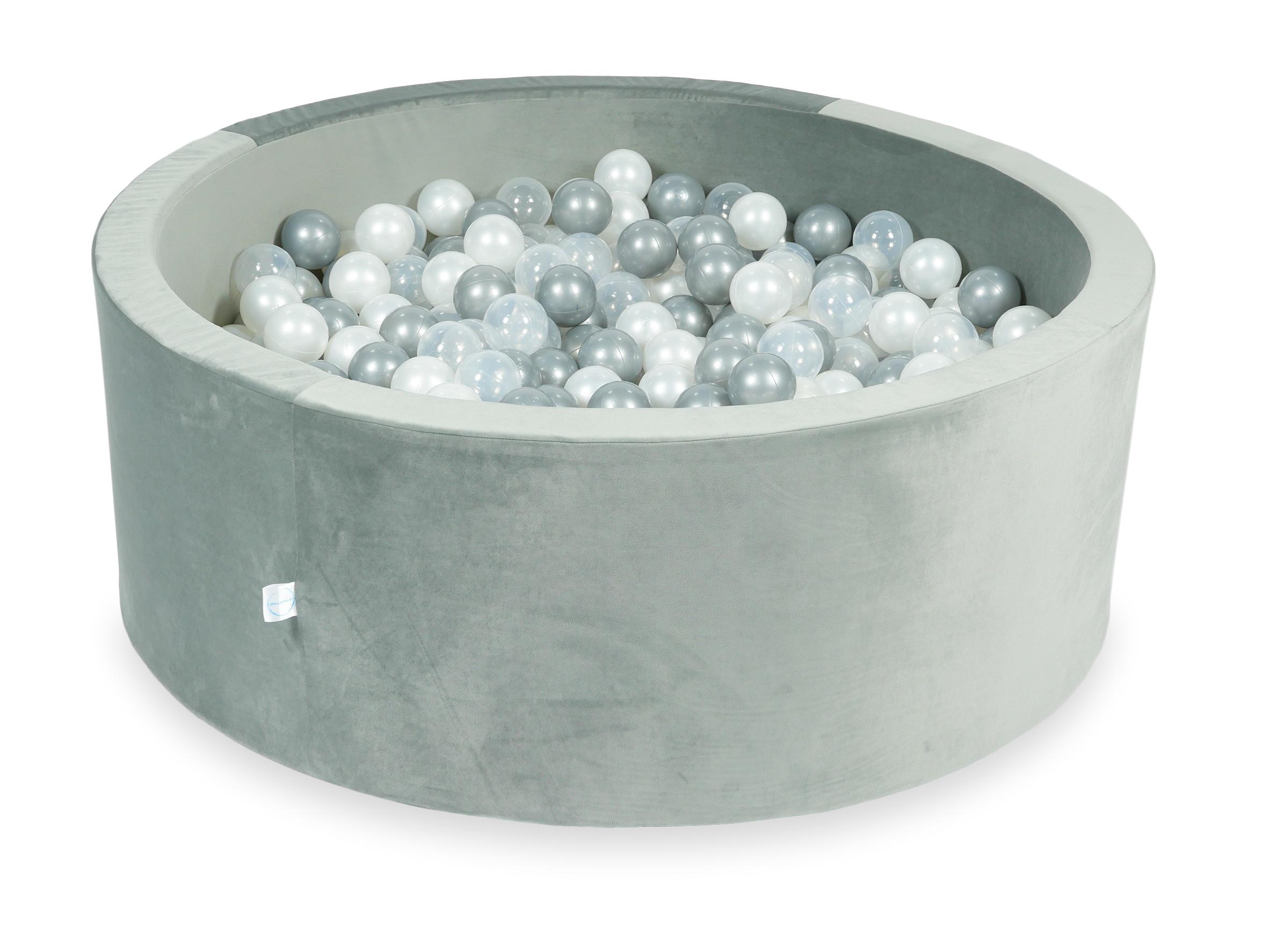 Ball Pit in velvet velvet gray 110x40 cm with 500 balls