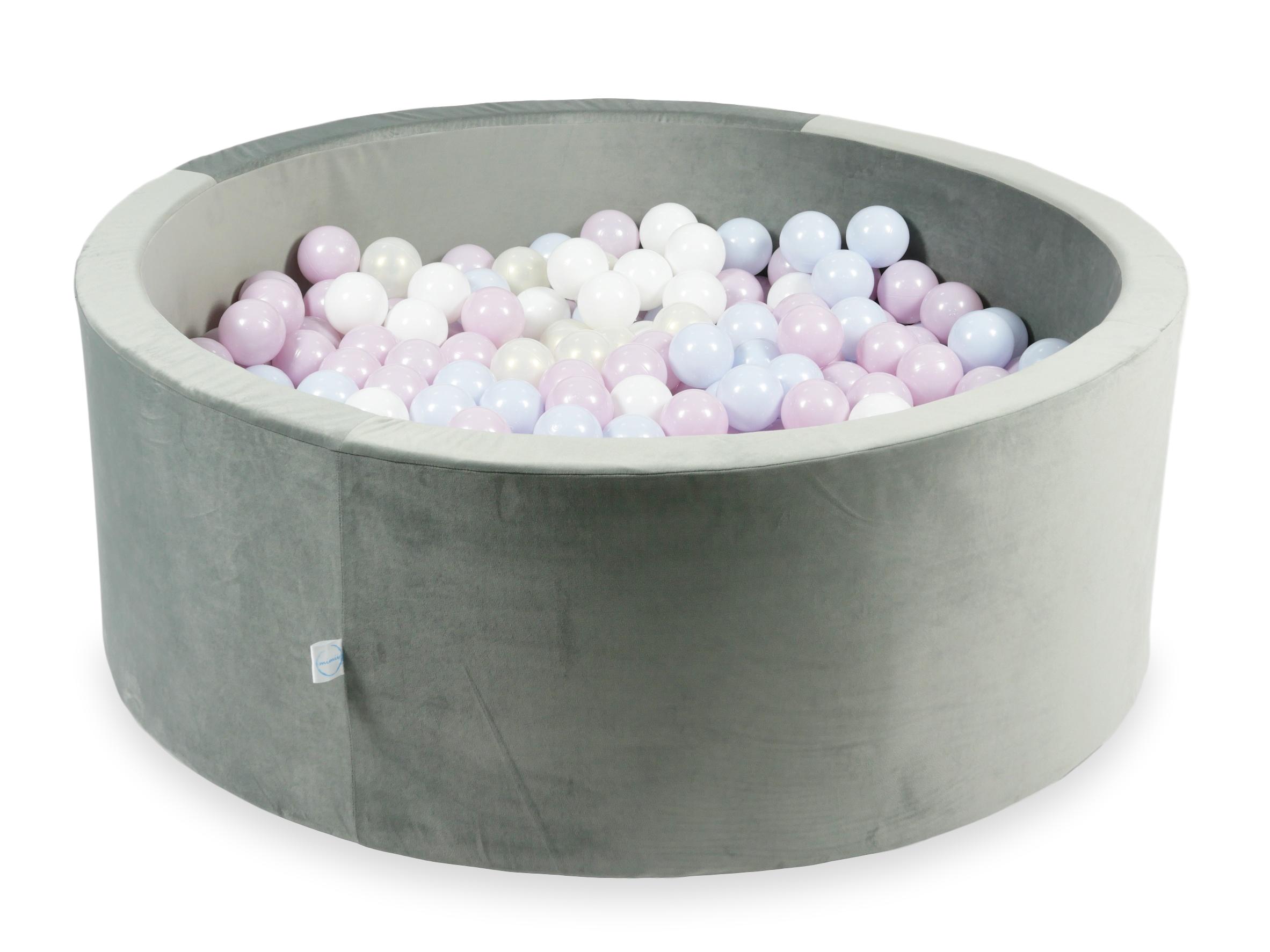 Ball Pit in velvet velvet gray 110x40 cm with 500 balls