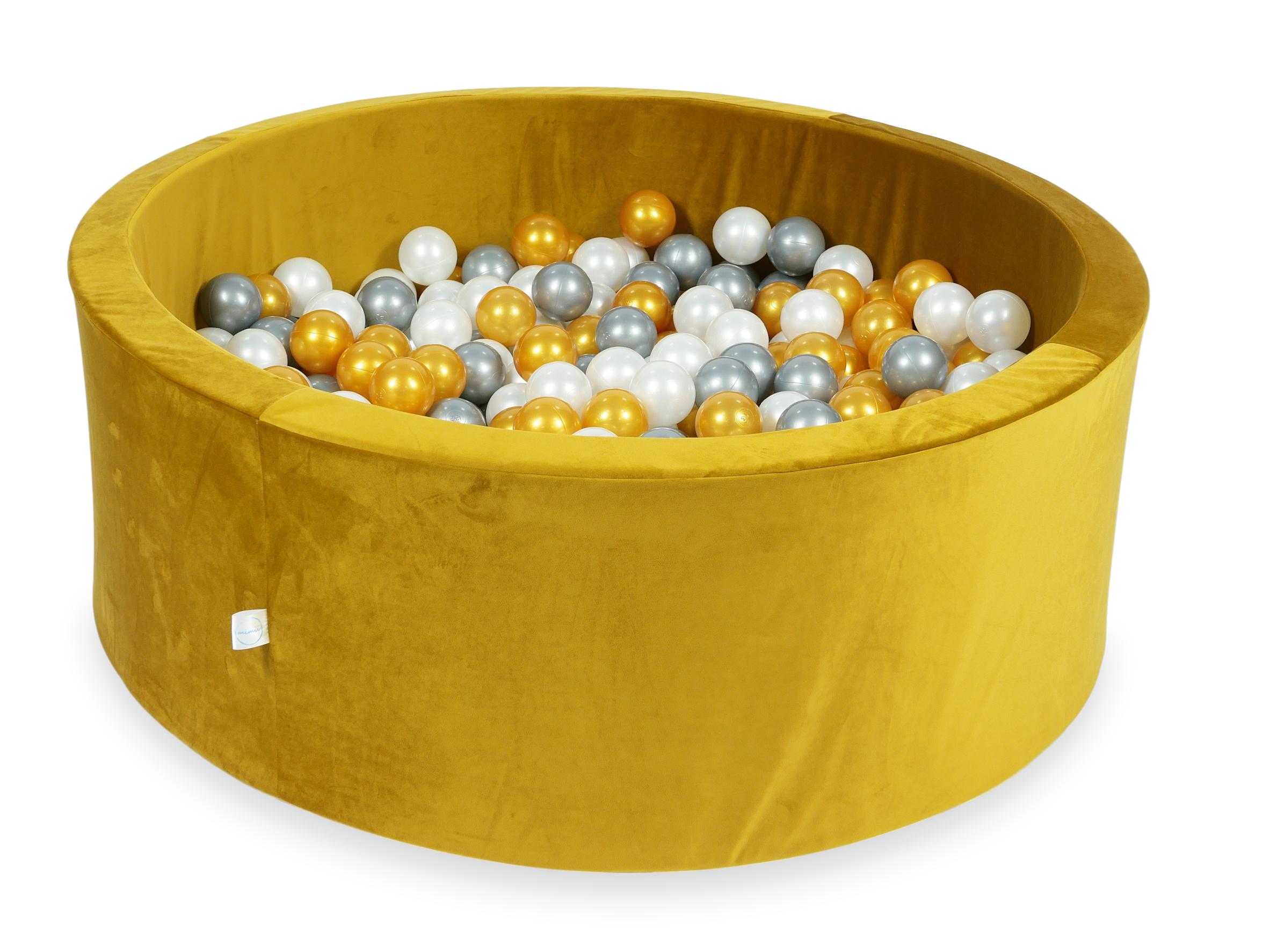 Ball Pit in velvet velvet gold 110x40 cm with 500 balls