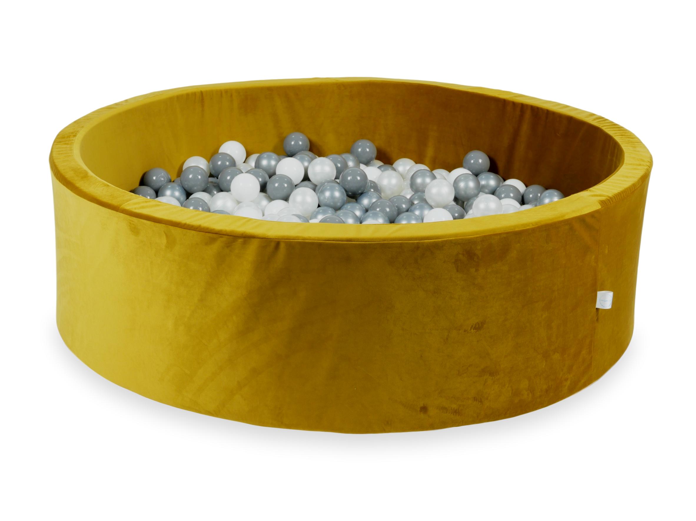 Samt-Bällebad goldfarben 130x40 cm mit 700 Bällen