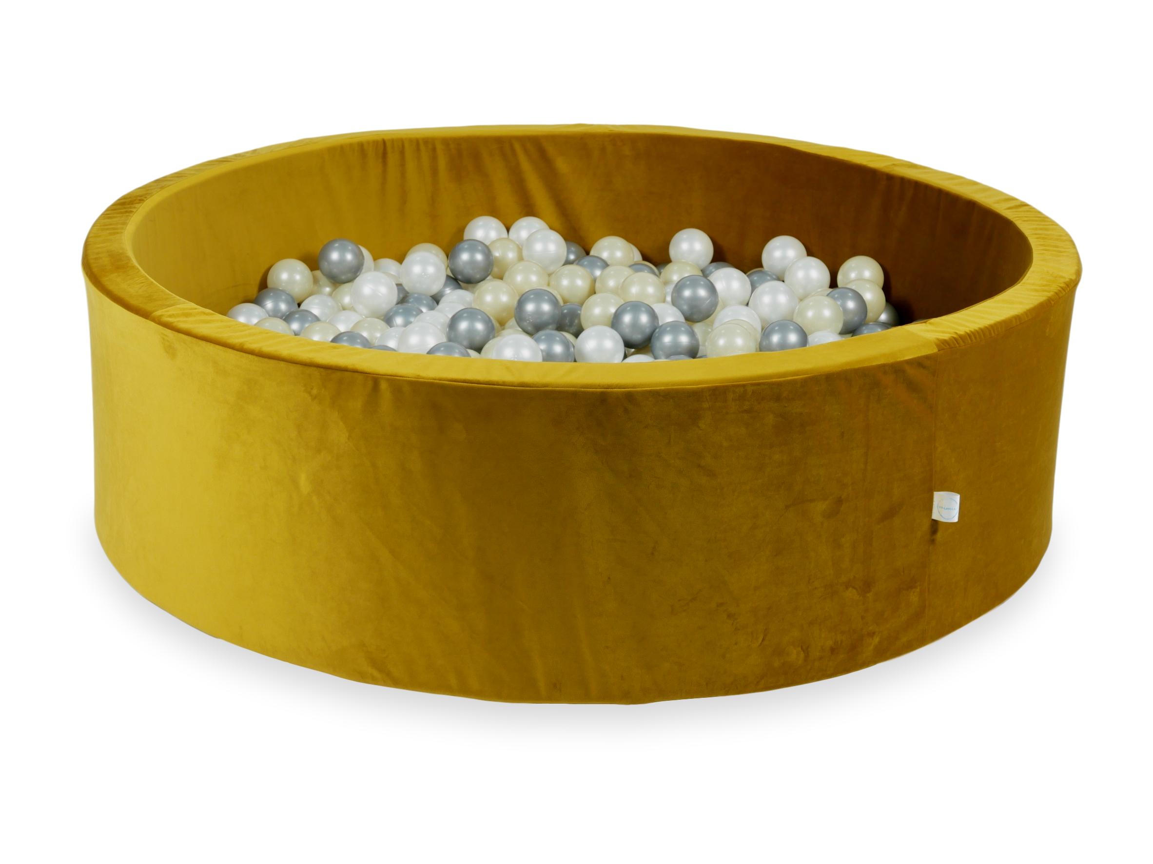 Samt-Bällebad goldfarben 130x40 cm mit 700 Bällen