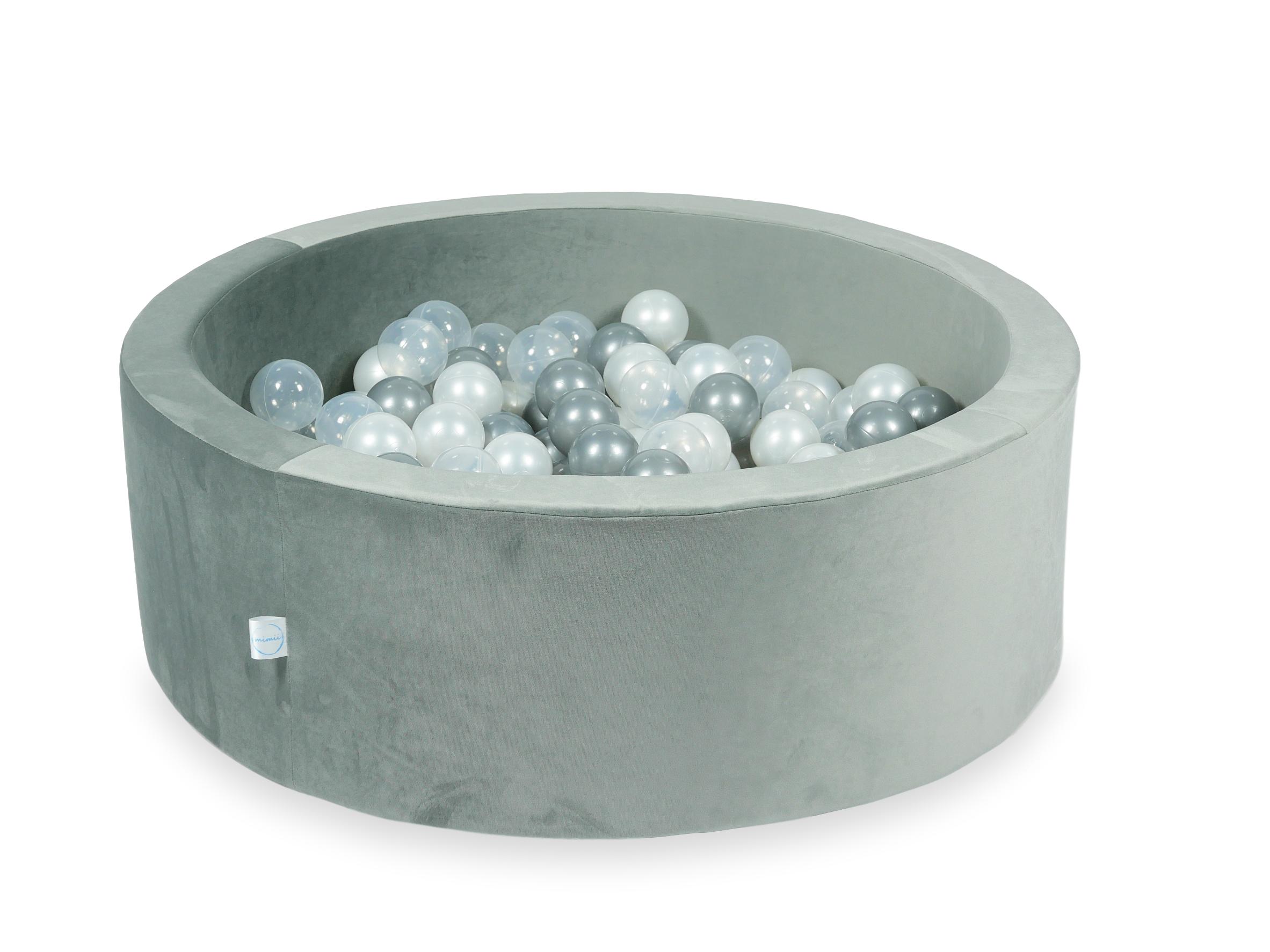 Ball pool in velvet gray 90x30 cm with 200 balls