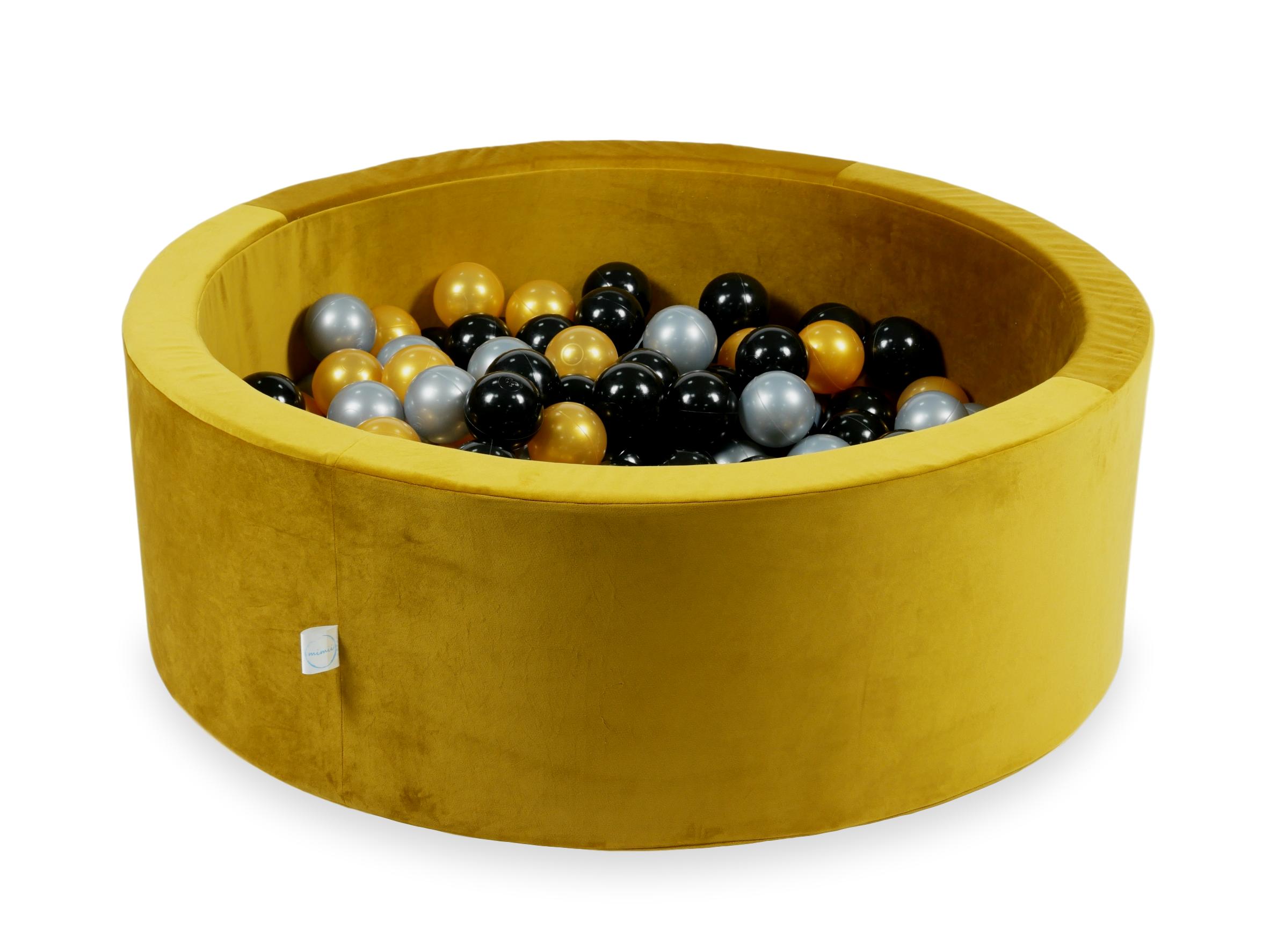 Ball pool in velvet gold 90x30 cm with 200 balls