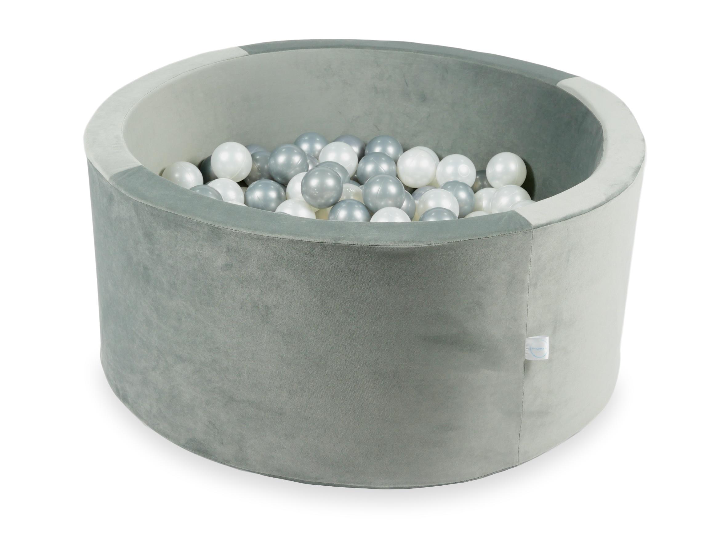90x40 cm Velvet Gray Ball Pit with 300 Balls