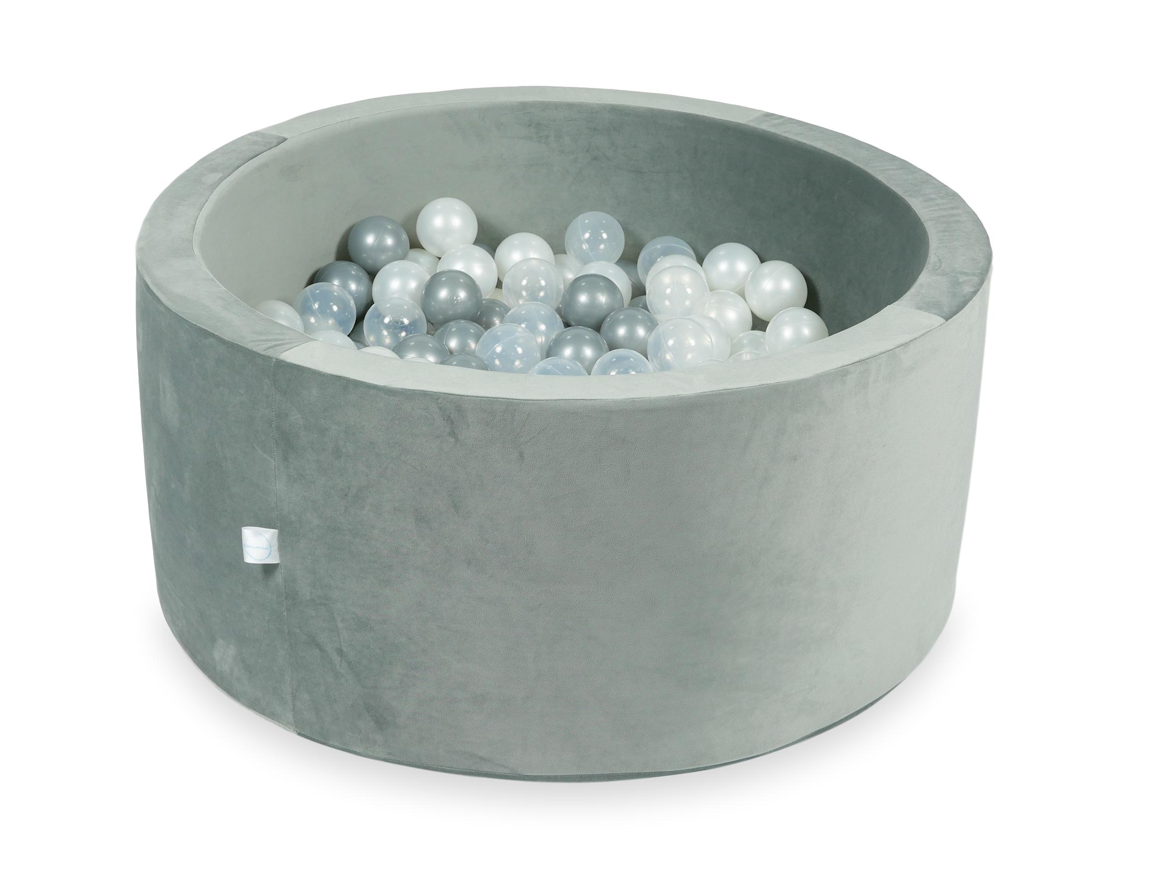 90x40 cm Velvet Gray Ball Pit with 300 Balls
