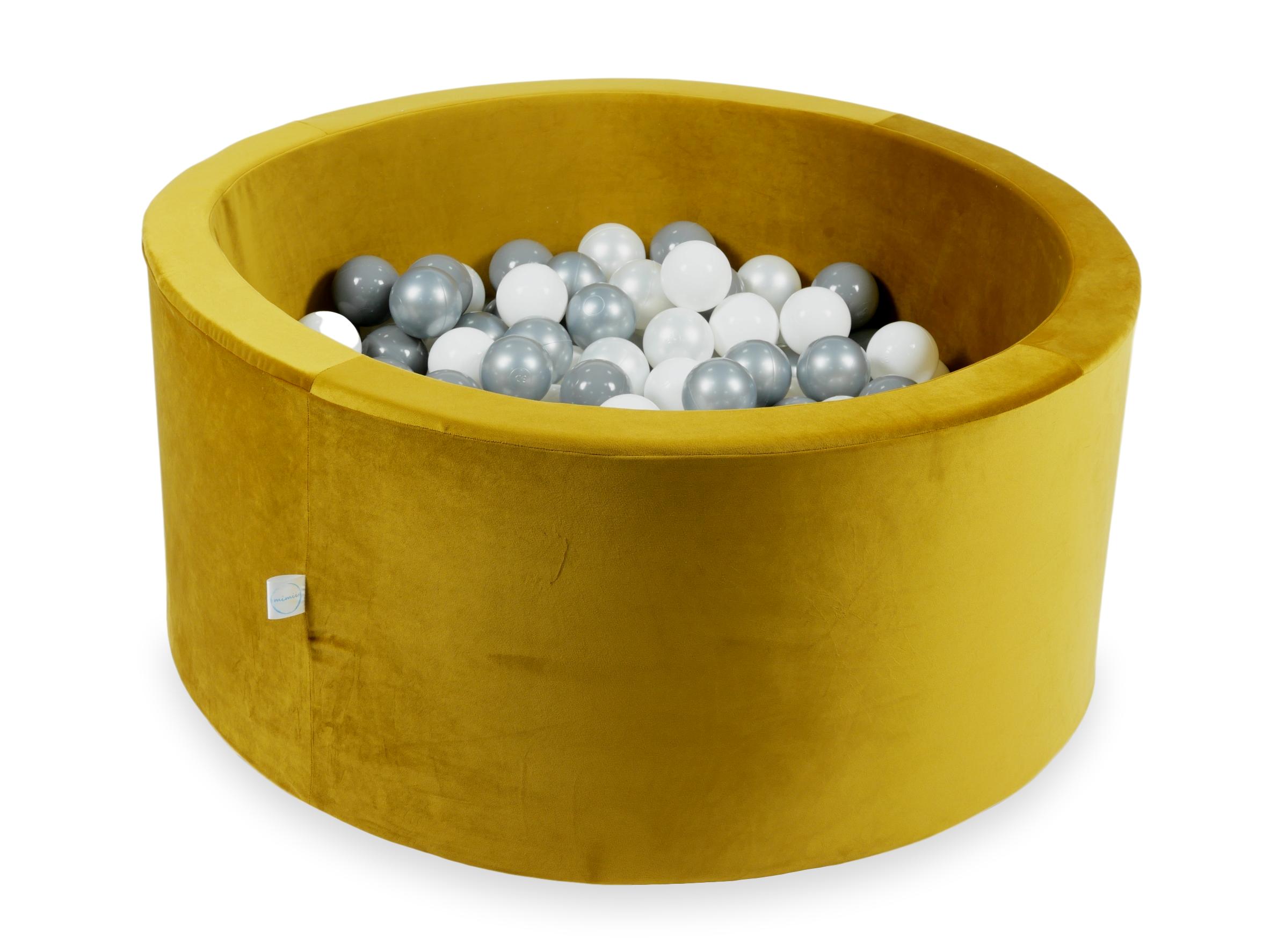 90x40 cm Velvet Gold Ball Pit with 300 Balls