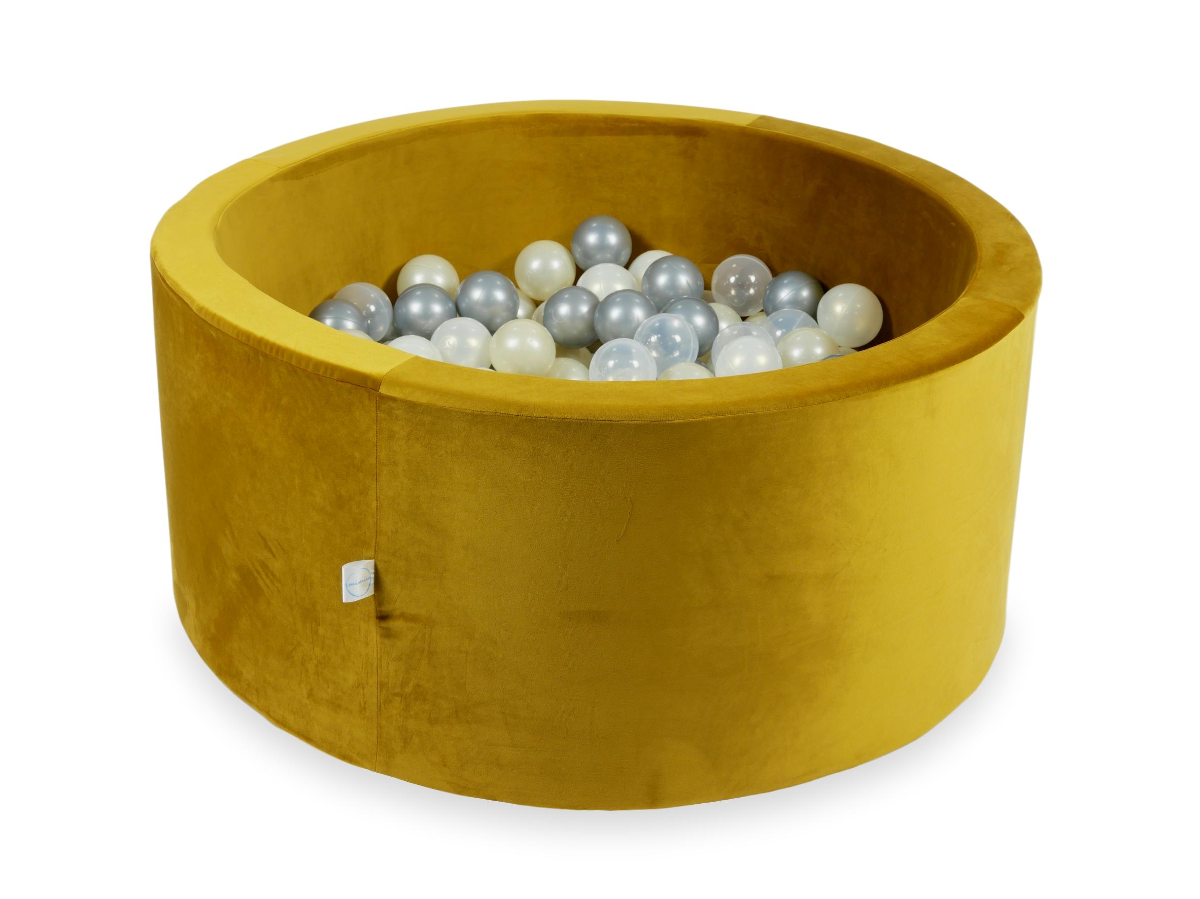 90x40 cm Velvet Gold Ball Pit with 300 Balls