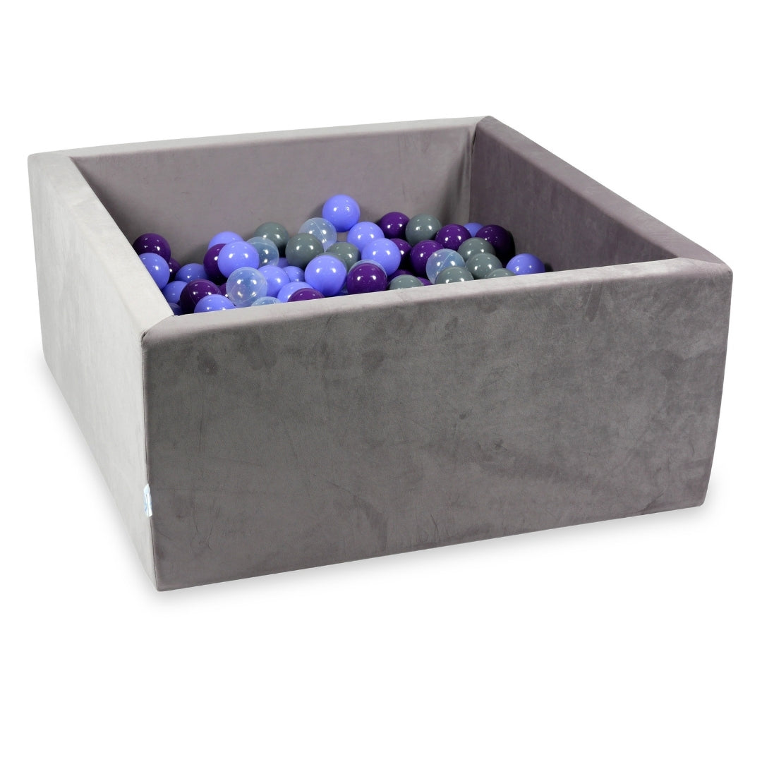 Square ball pit 90x90x40 cm in Lilac velvet velvet, 400 balls