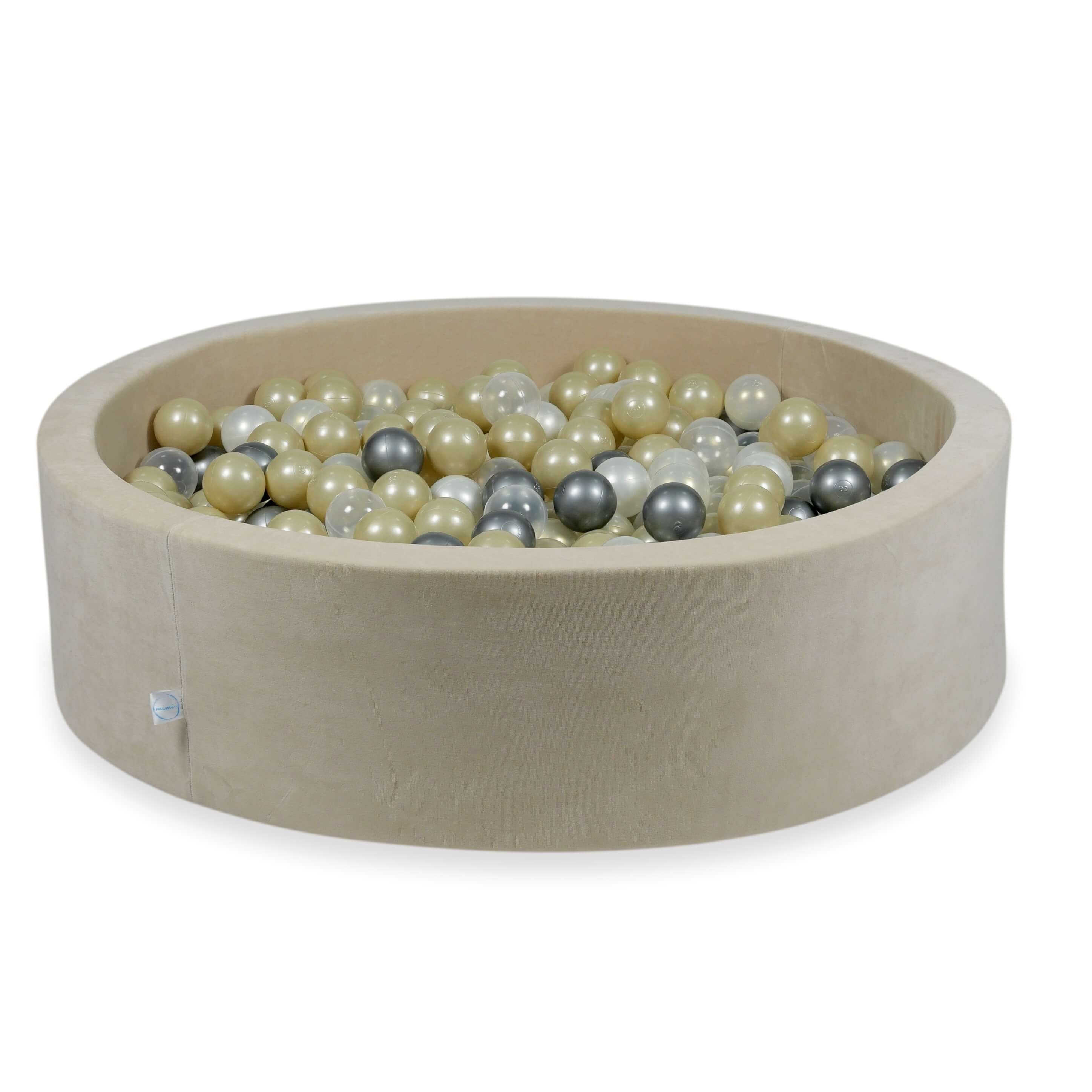 Velvet Ball Pit Velvet Soft Beige 110x30 cm with 400 balls