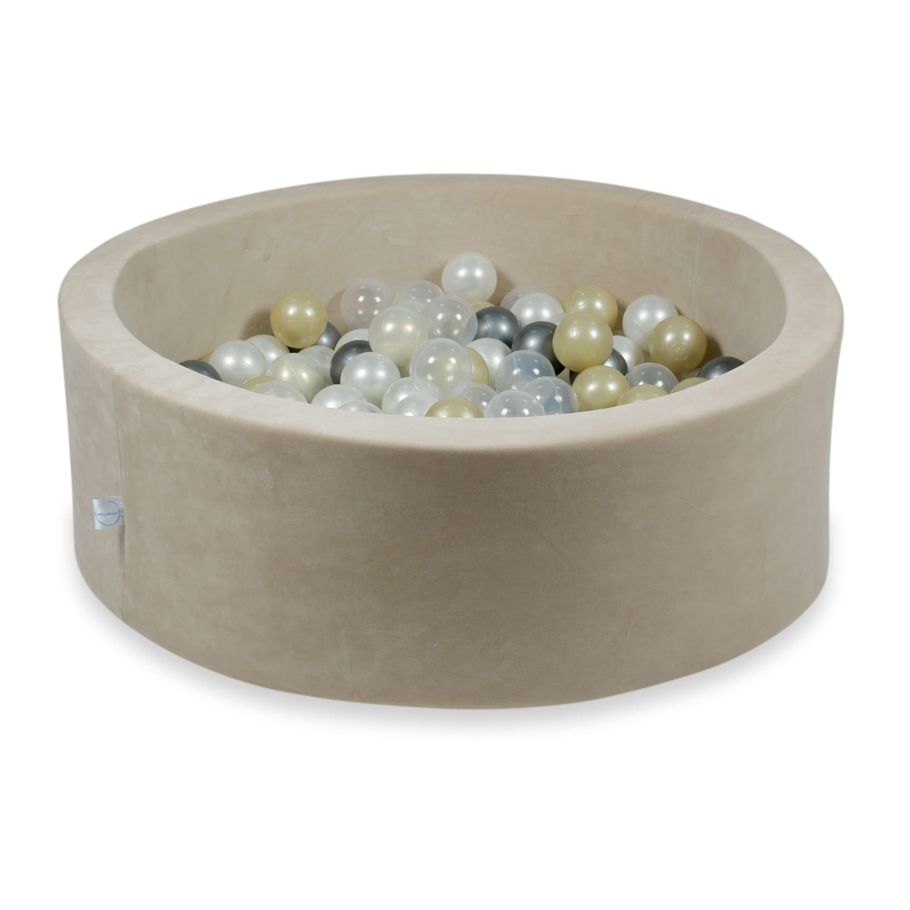 Ball pool in soft velvet beige 90x30 cm with 200 balls