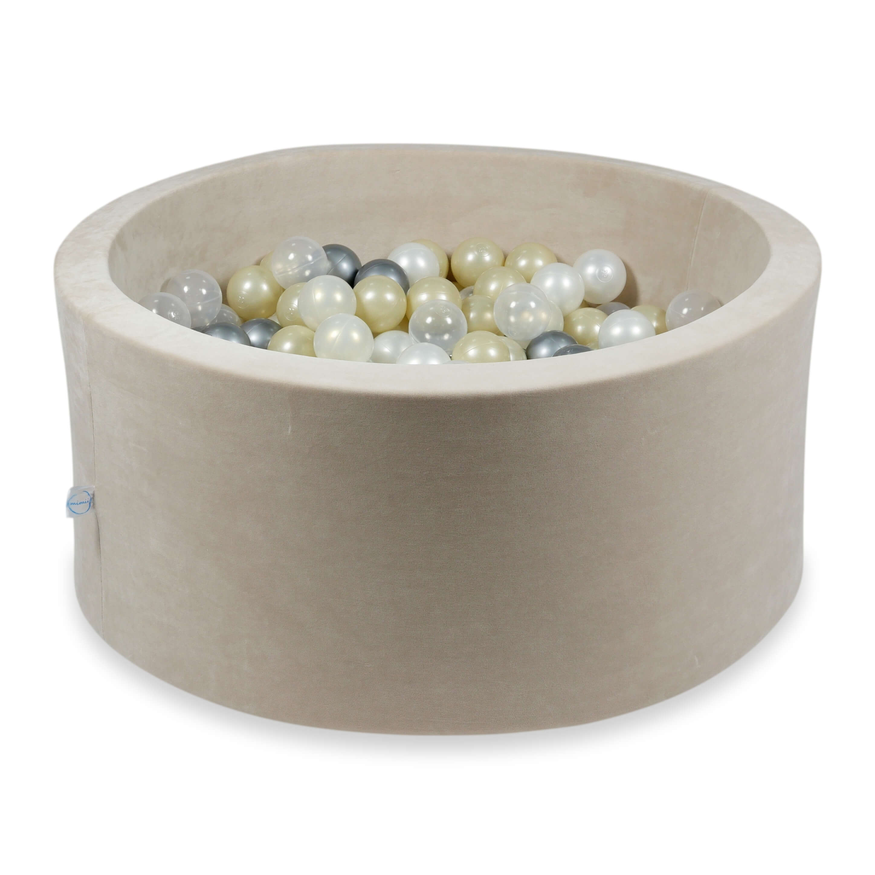 90x40 cm Velvet Soft Beige Ball Pit with 300 Balls